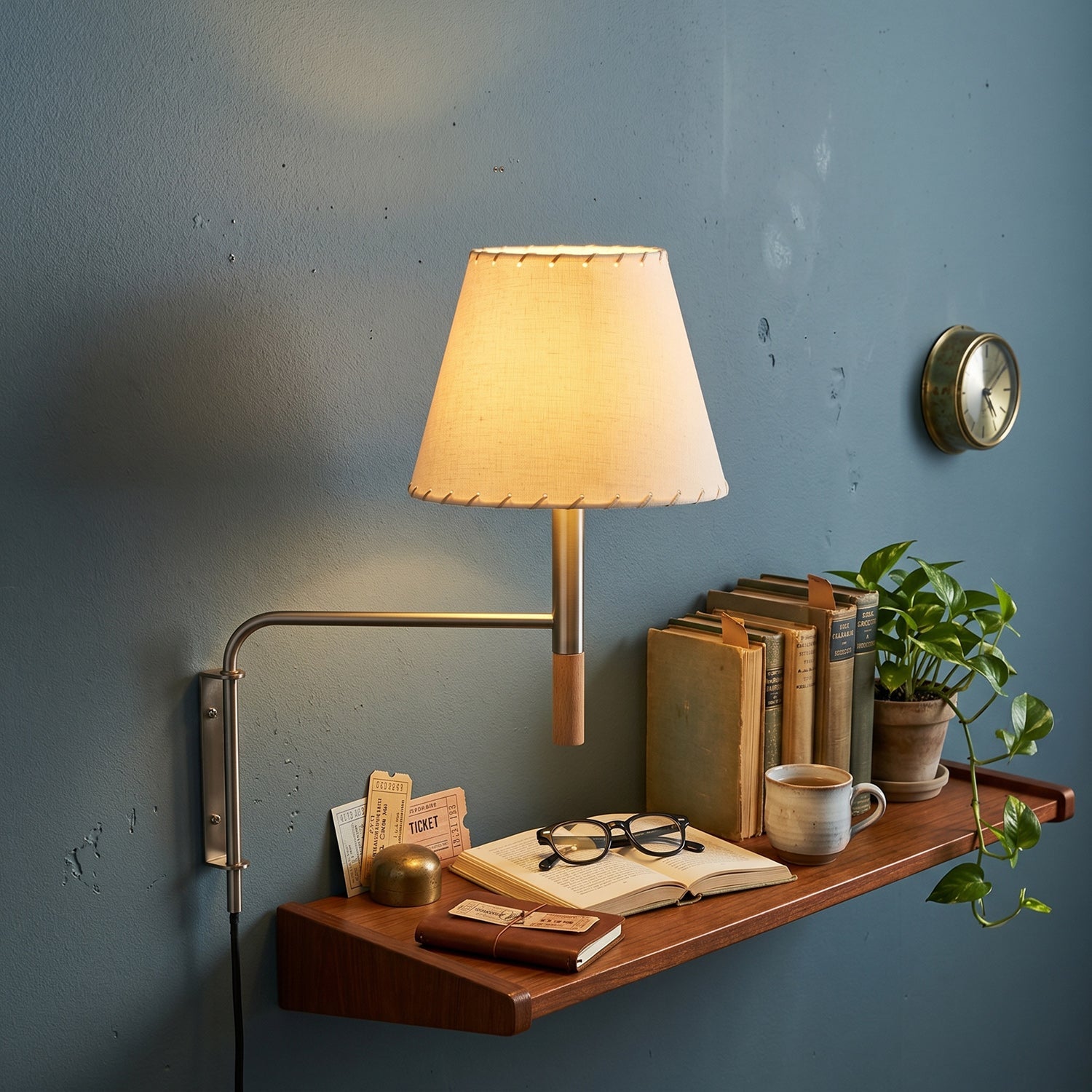 Verstelbare Wandlamp met Zwenkarm – Moderne Design Leeslamp met Handgebreide Perkament of Geplisseerde Kap | Sansoti