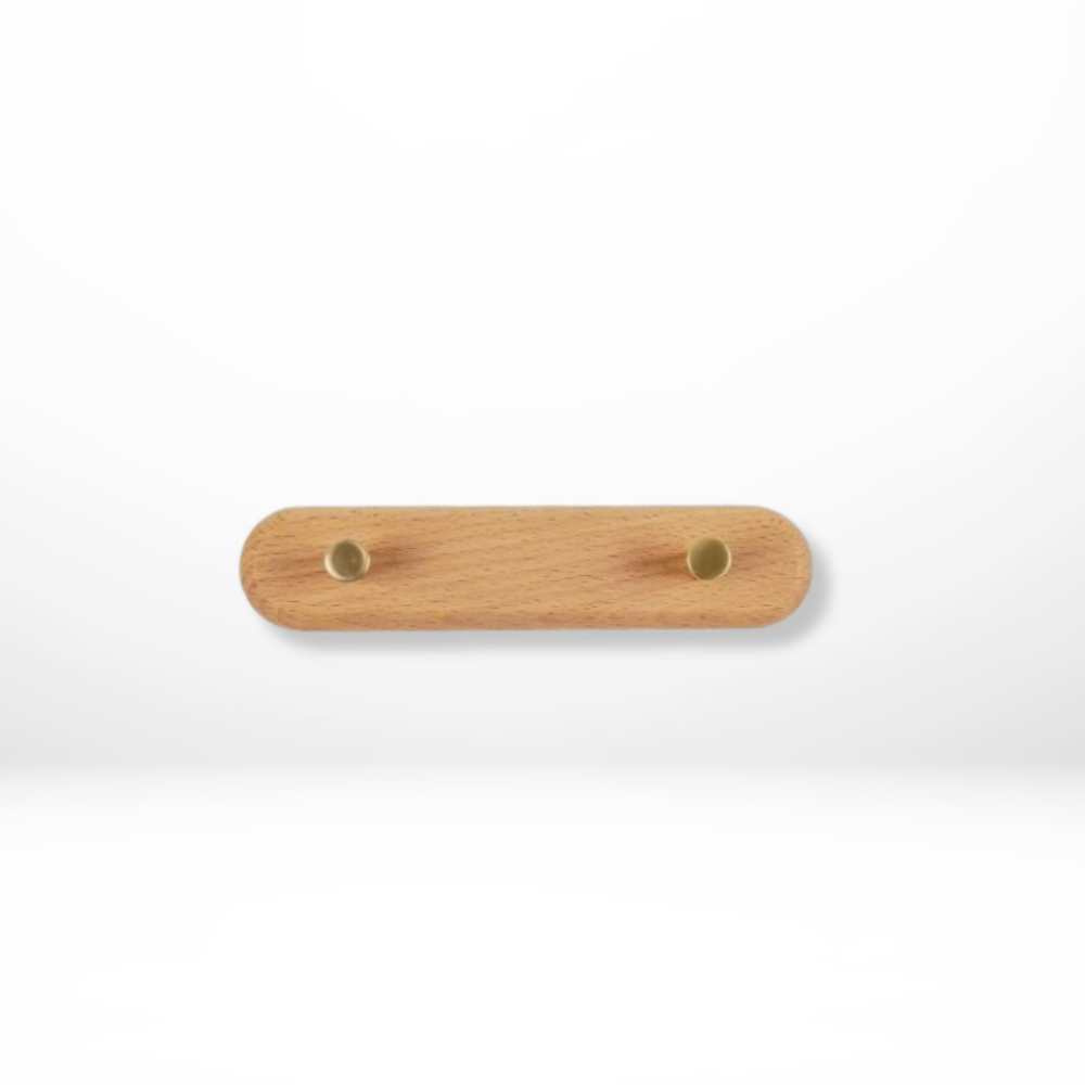 Houten Kapstok Wand Messing Haken 3 Haaks Beukenhout Zwart Walnoot Entree Slaapkamer Badkamer Jassen Tassen Sleutels Ophangen | Sansoti