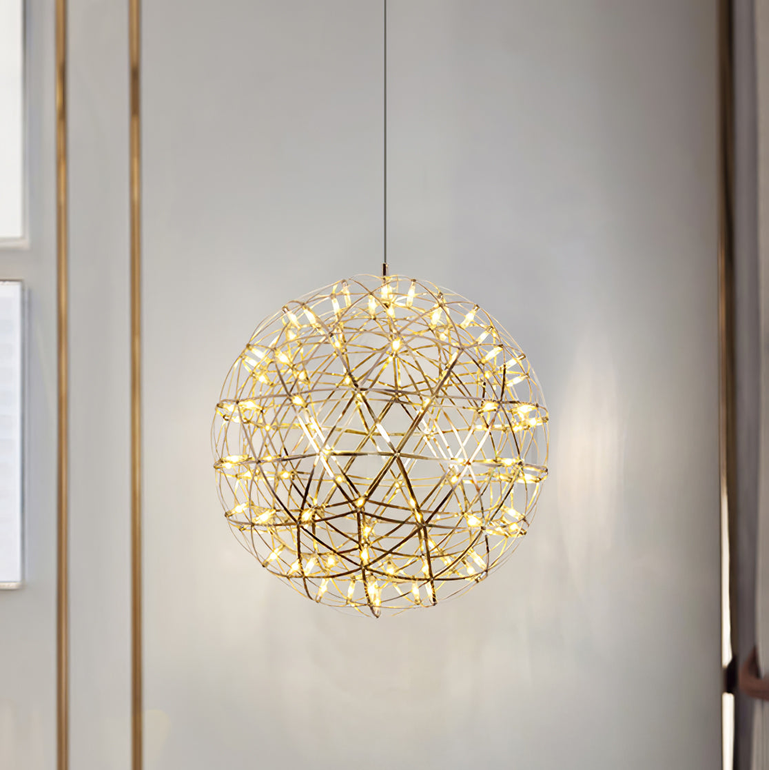 LED Hanglamp Bol Zilver Sfeerverlichting Moderne Lichtbol met Dimbare Lichtpunten Transparante Kristalbol Decoratief Scandinavisch Warm Wit Industrieel Design Interieurlamp | Sansoti