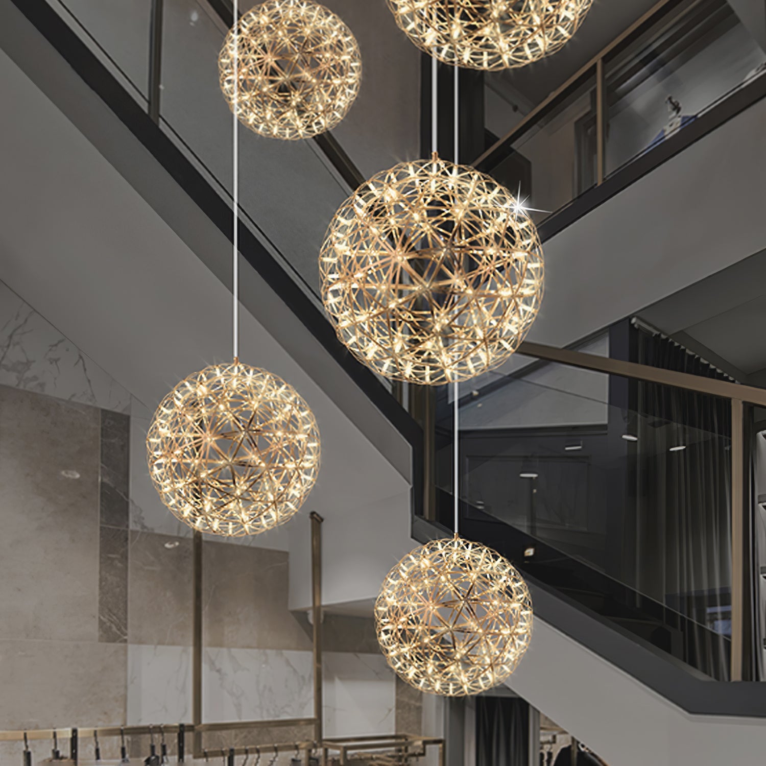 LED Hanglamp Bol Zilver Sfeerverlichting Moderne Lichtbol met Dimbare Lichtpunten Transparante Kristalbol Decoratief Scandinavisch Warm Wit Industrieel Design Interieurlamp | Sansoti