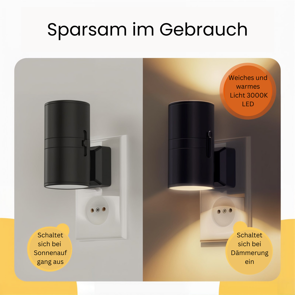 Veilleuse Bauhaus à intensité variable avec capteur jour-nuit, applique murale à lumière LED chaude pour chambre, entrée et salle de bains, économe en énergie | Sansoti