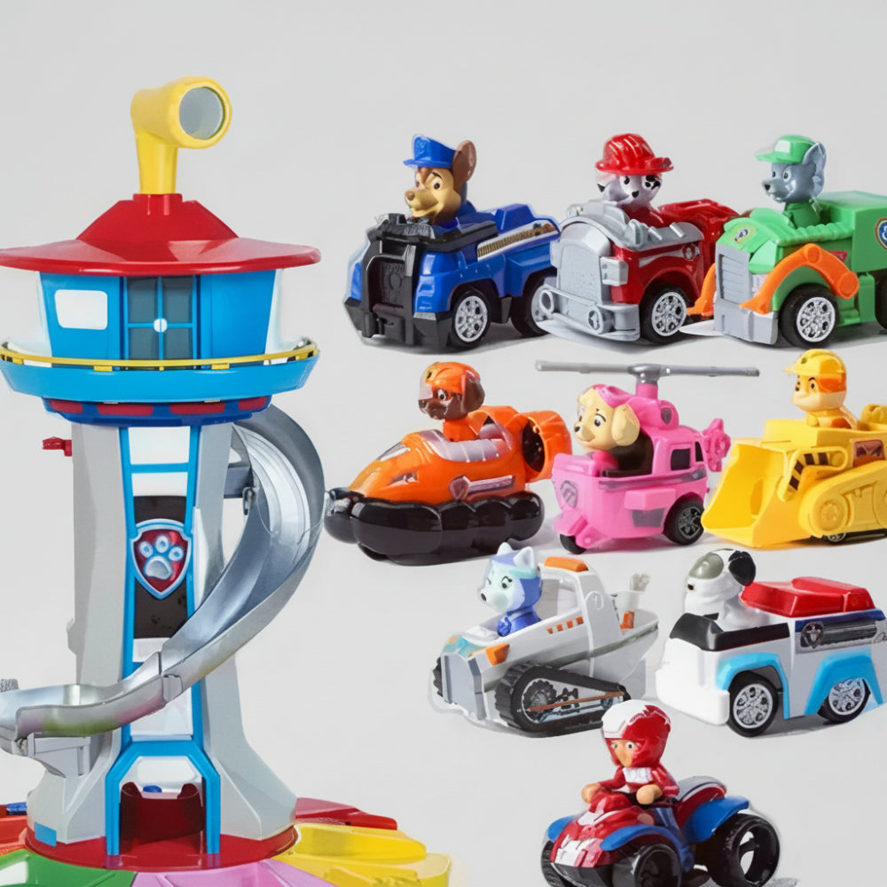 Speeltoren met Glijbaan en Auto's Interactief Kinderspeelgoed Motoriek Rollenspel Educatief Speelset voor Binnen vanaf 4 Jaar | Sansoti