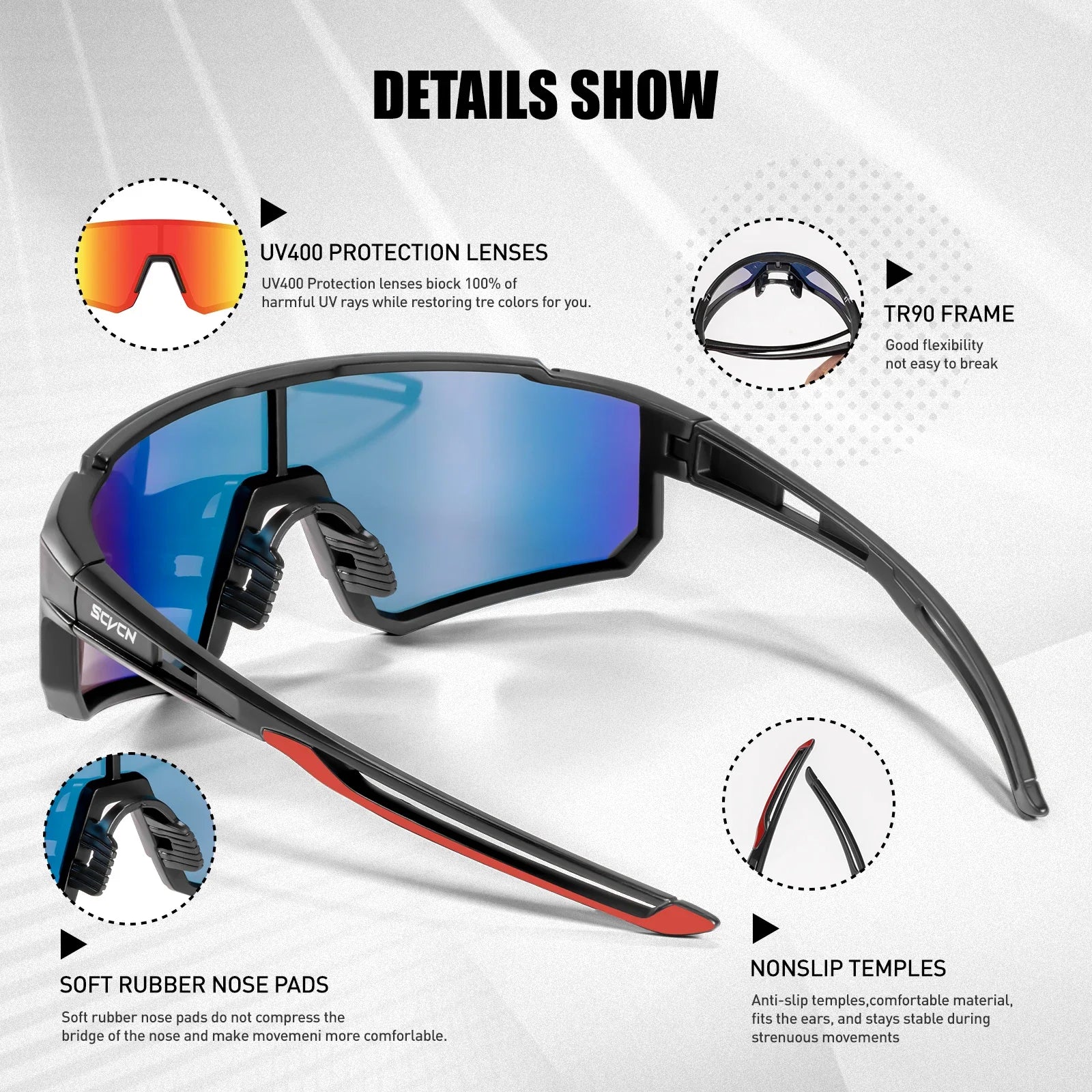 Sportbril UV400 Bescherming Lichtgewicht Frame Fietsen Outdoor | Sansoti