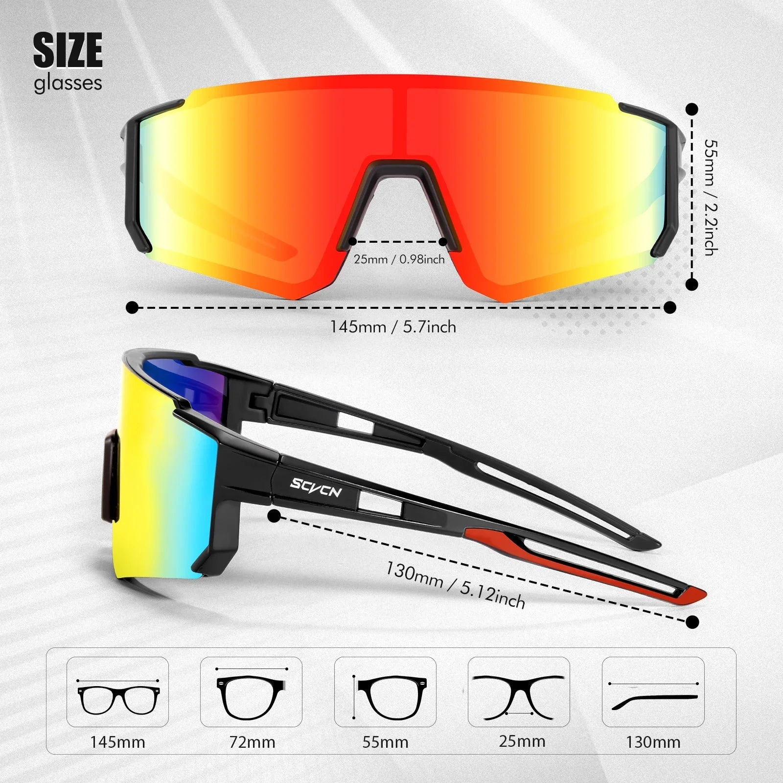 Sportbril UV400 Bescherming Lichtgewicht Frame Fietsen Outdoor | Sansoti