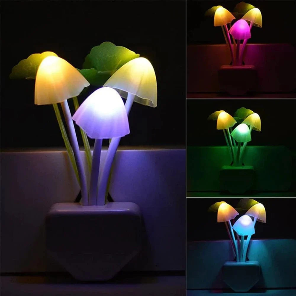 Märchenhaftes Pilz-Nachtlicht mit Lichtsensor und Energiesparender LED-Beleuchtung | Sansoti