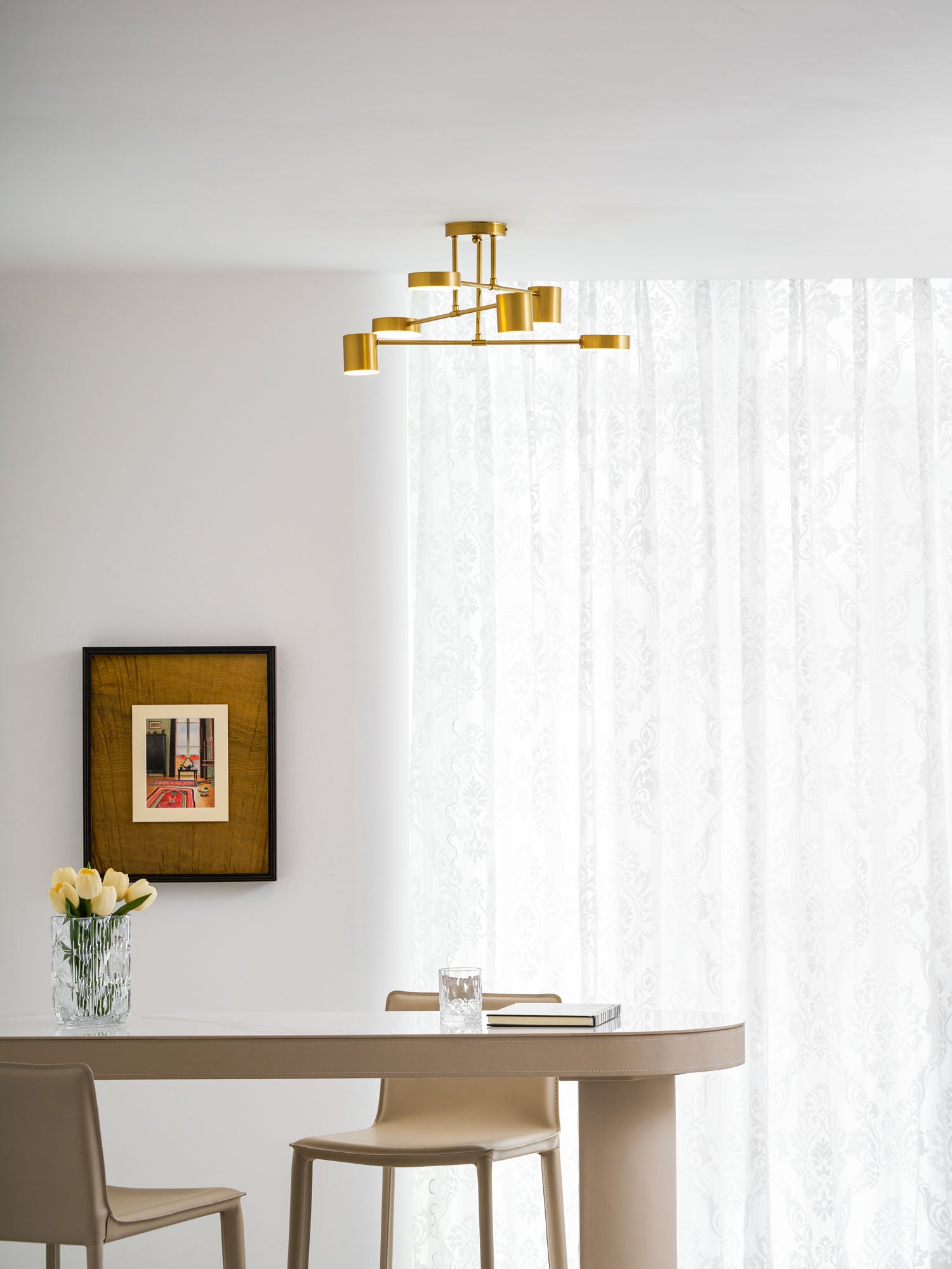 Sputnik Plafondlamp 6-armen LED Metalen Frame Ø57cm Goud Zwart Wit 36W dimbaar Mid-Century Scandinavische eetkamer woonkamer entree modern design | Sansoti