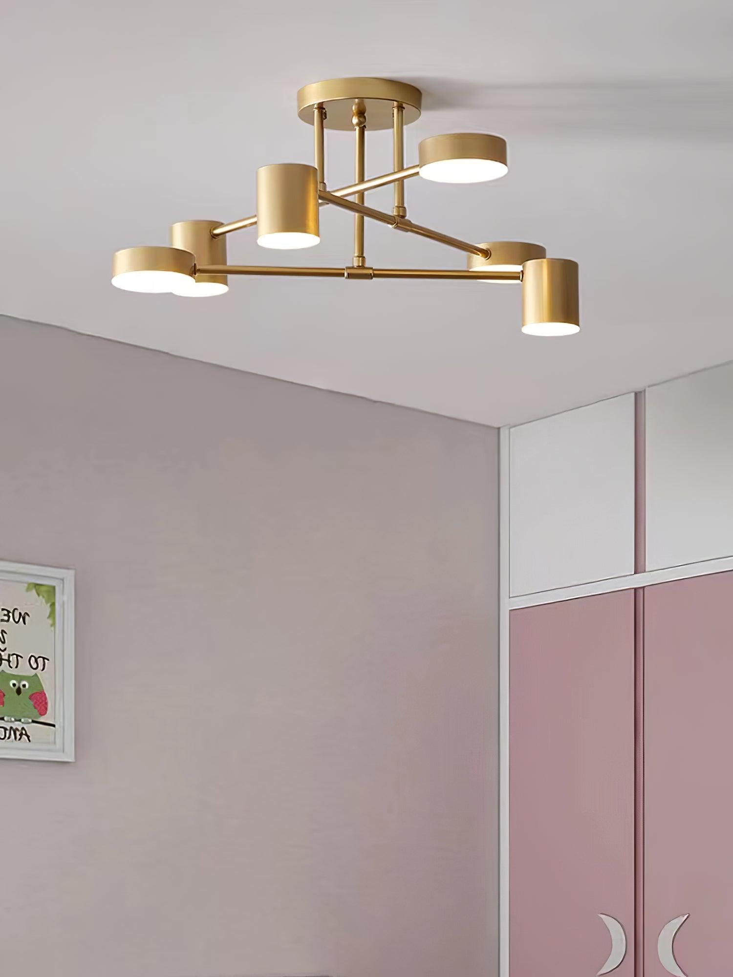Sputnik Plafondlamp 6-armen LED Metalen Frame Ø57cm Goud Zwart Wit 36W dimbaar Mid-Century Scandinavische eetkamer woonkamer entree modern design | Sansoti