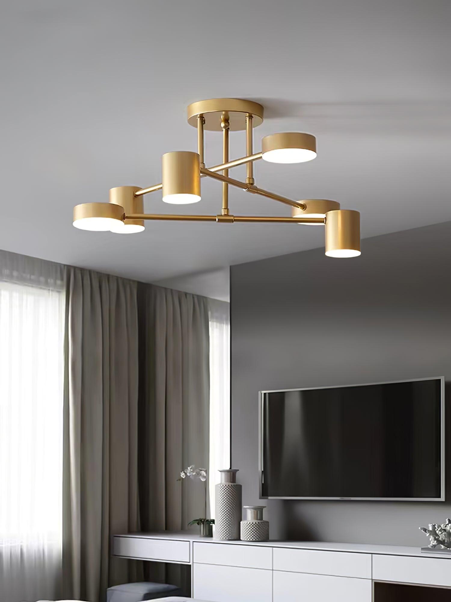Sputnik Plafondlamp 6-armen LED Metalen Frame Ø57cm Goud Zwart Wit 36W dimbaar Mid-Century Scandinavische eetkamer woonkamer entree modern design | Sansoti