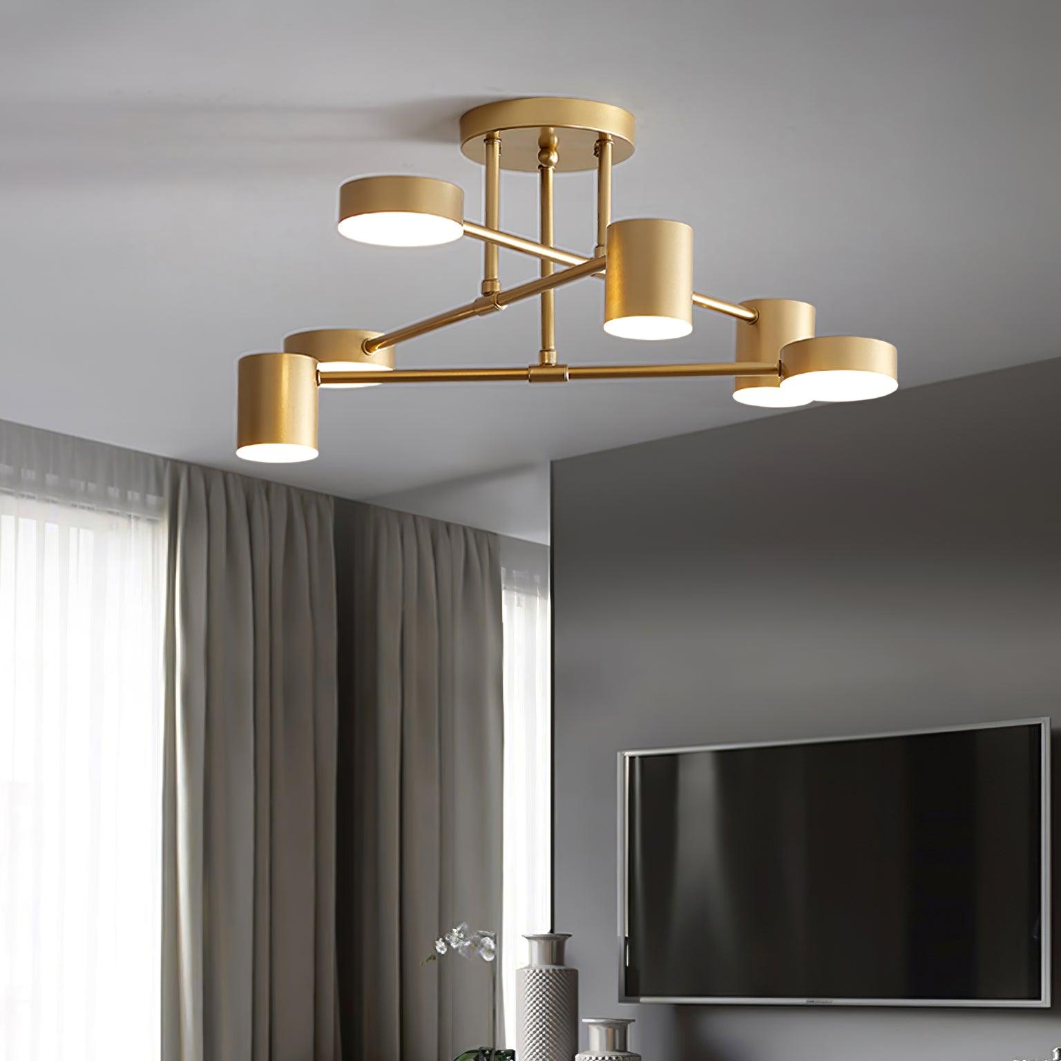 Sputnik Plafondlamp 6-armen LED Metalen Frame Ø57cm Goud Zwart Wit 36W dimbaar Mid-Century Scandinavische eetkamer woonkamer entree modern design | Sansoti
