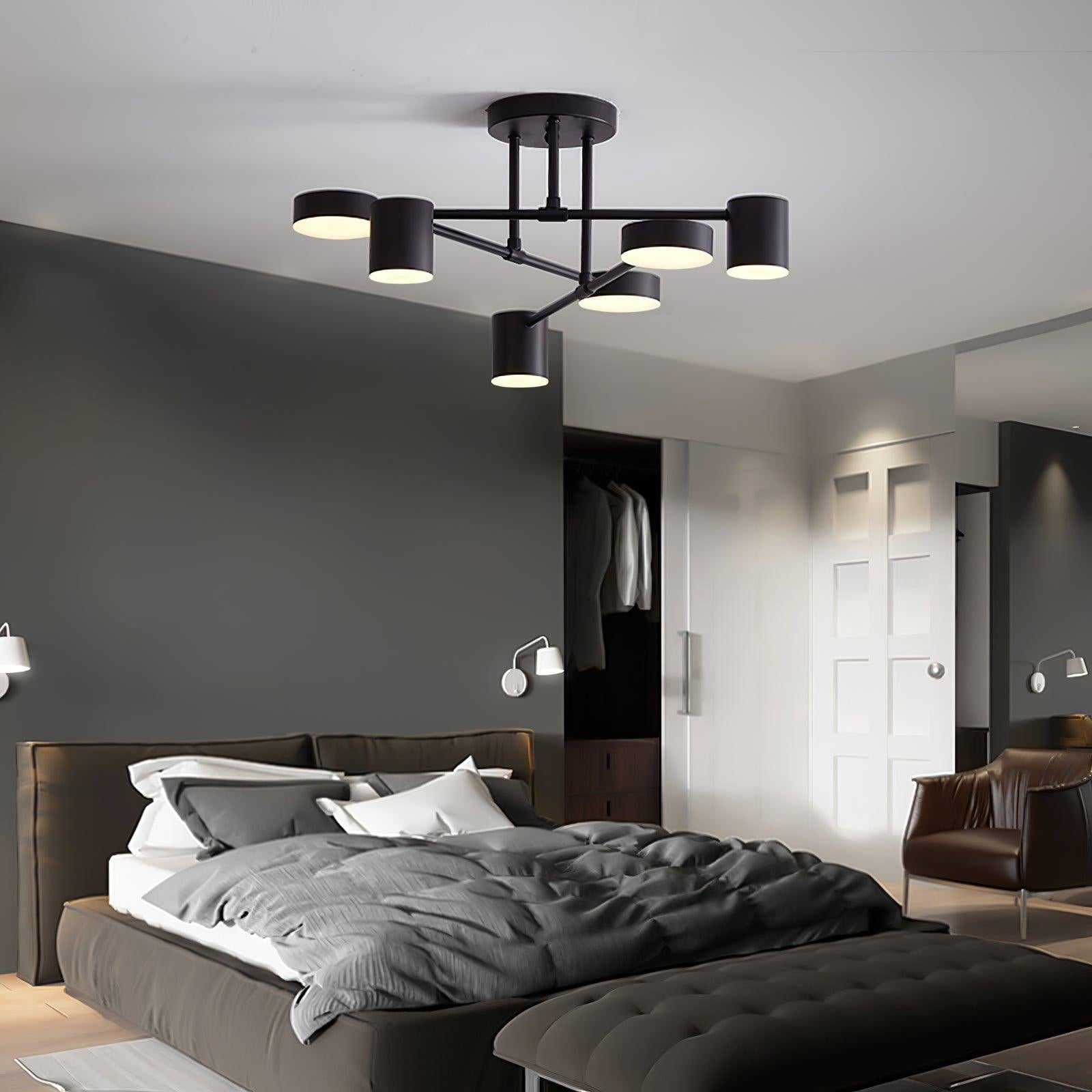 Sputnik Plafondlamp 6-armen LED Metalen Frame Ø57cm Goud Zwart Wit 36W dimbaar Mid-Century Scandinavische eetkamer woonkamer entree modern design | Sansoti