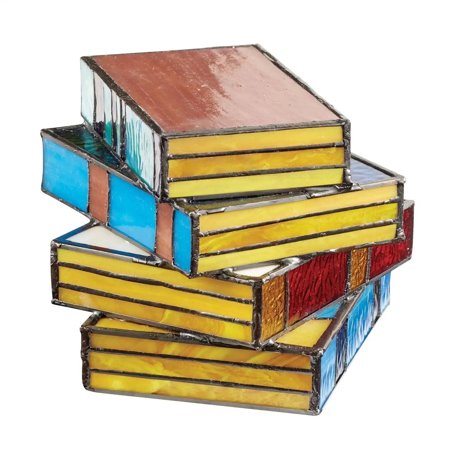 Handgemaakte Boekenlamp met Gekleurd Glas-Effect – Decoratieve Tafellamp voor Lezers en Boekenliefhebbers | Sansoti