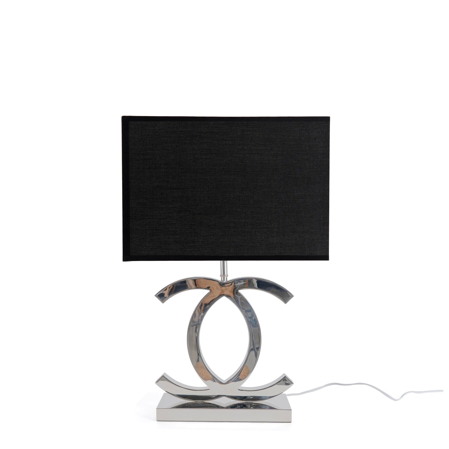 Roestvrij Stalen Tafellamp met Stoffen Kap – Luxe Designlamp Goud/Chroom met Zwart/Wit – E26/E27 Fitting – Ø36.5×H62cm | Sansoti