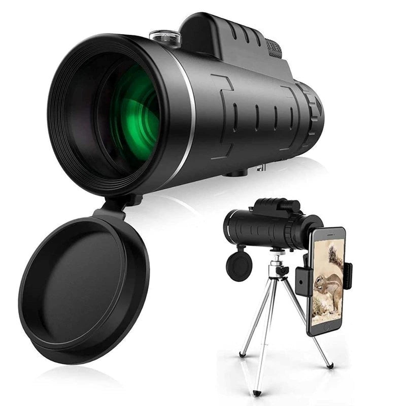 Monoculair Telescoop 10x Vergroting met Smartphonehouder | Compact Outdoorverrekijker HD Optiek Natuur | Sansoti