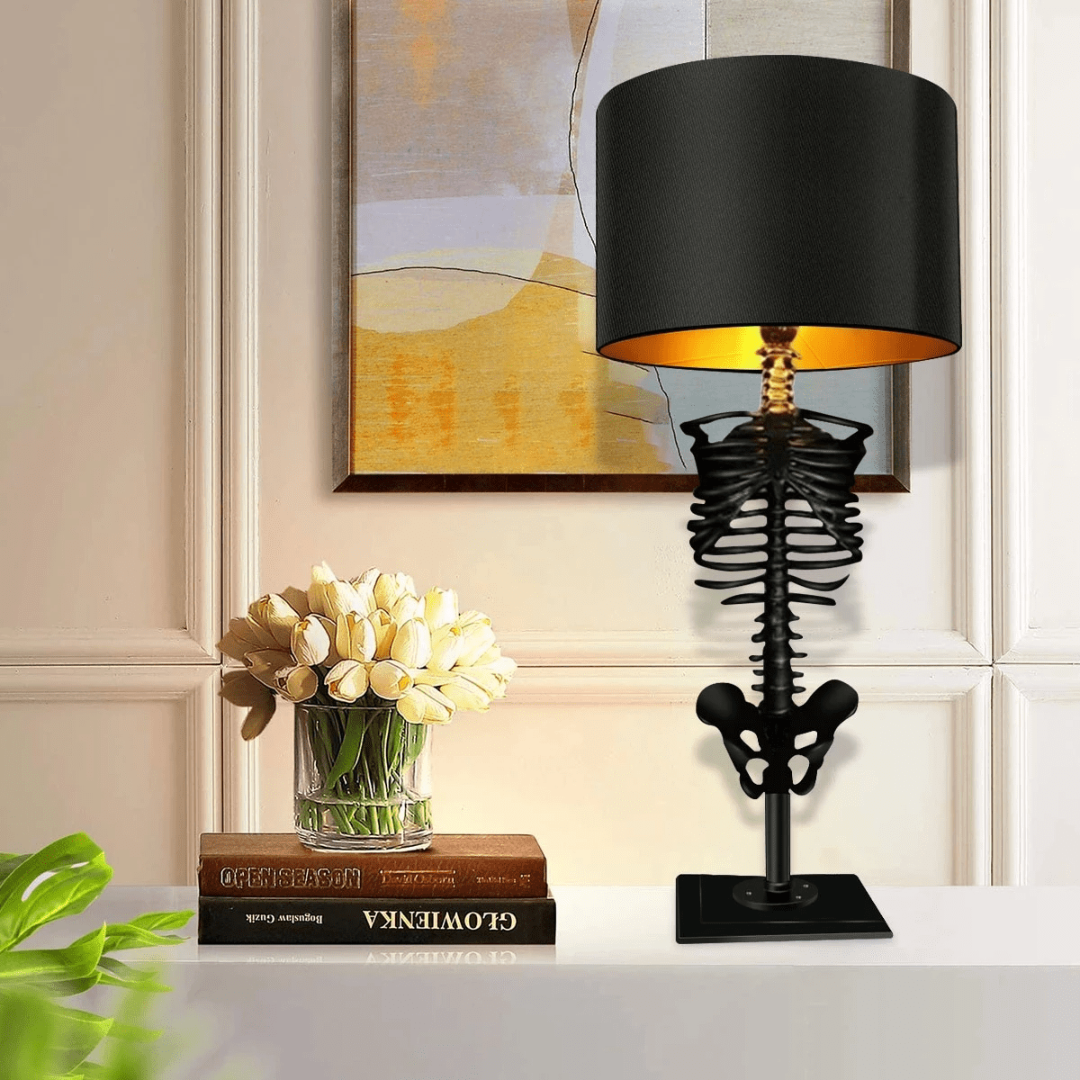 Tafellamp Skelet Gothic Handgemaakt Hout Resin Goud Koper Kunstig Statement Decoratie Donker Romantisch Woonkamer Nachtkastje Sfeer | Sansoti