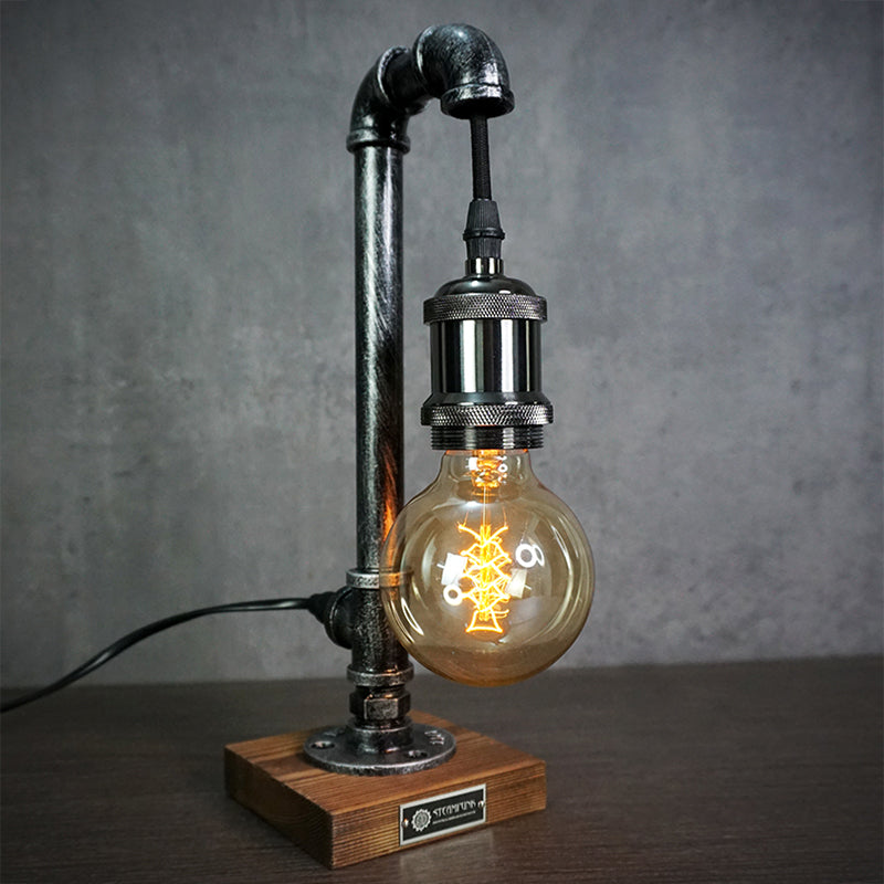 Industriële Tafelverlichting Metaal Hout Steampunk Waterleidingpijp Design E26 E27 Retro Tafellamp Woonkamer | Sansoti