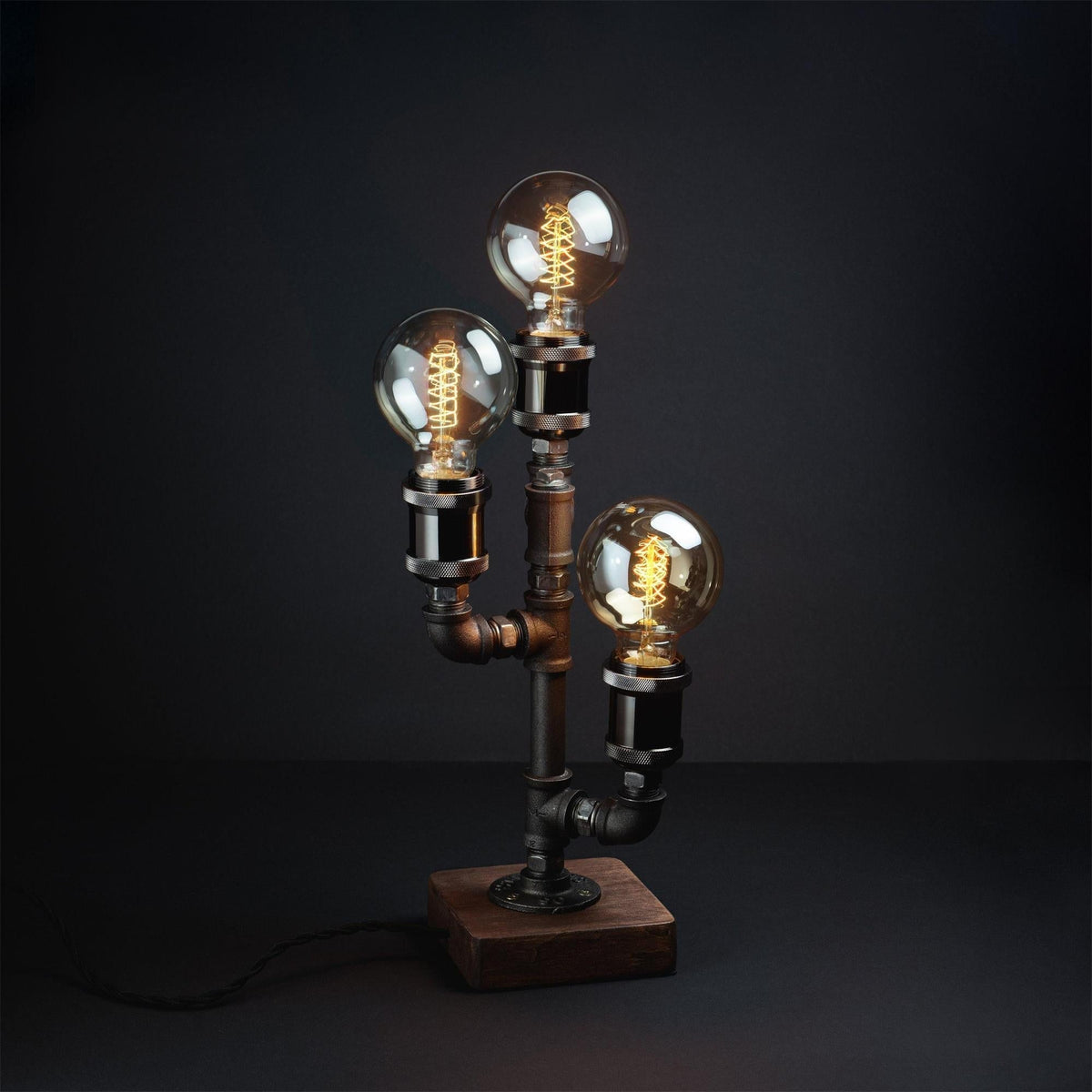 Industriële Tafelverlichting Metaal Hout Steampunk Waterleidingpijp Design E26 E27 Retro Tafellamp Woonkamer | Sansoti