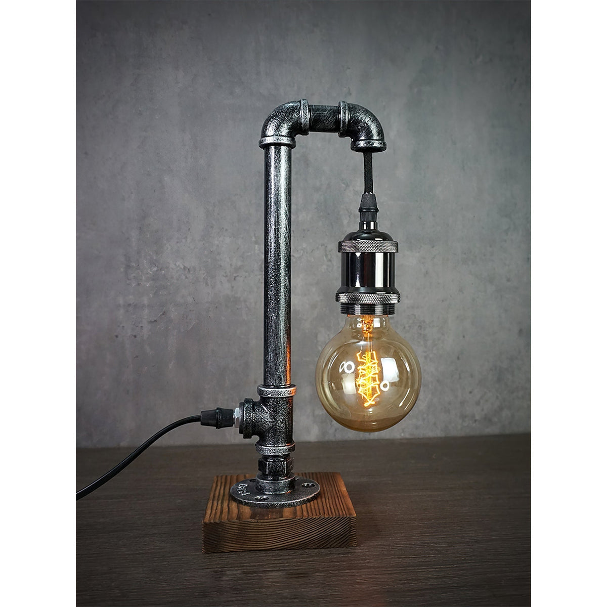 Industriële Tafelverlichting Metaal Hout Steampunk Waterleidingpijp Design E26 E27 Retro Tafellamp Woonkamer | Sansoti