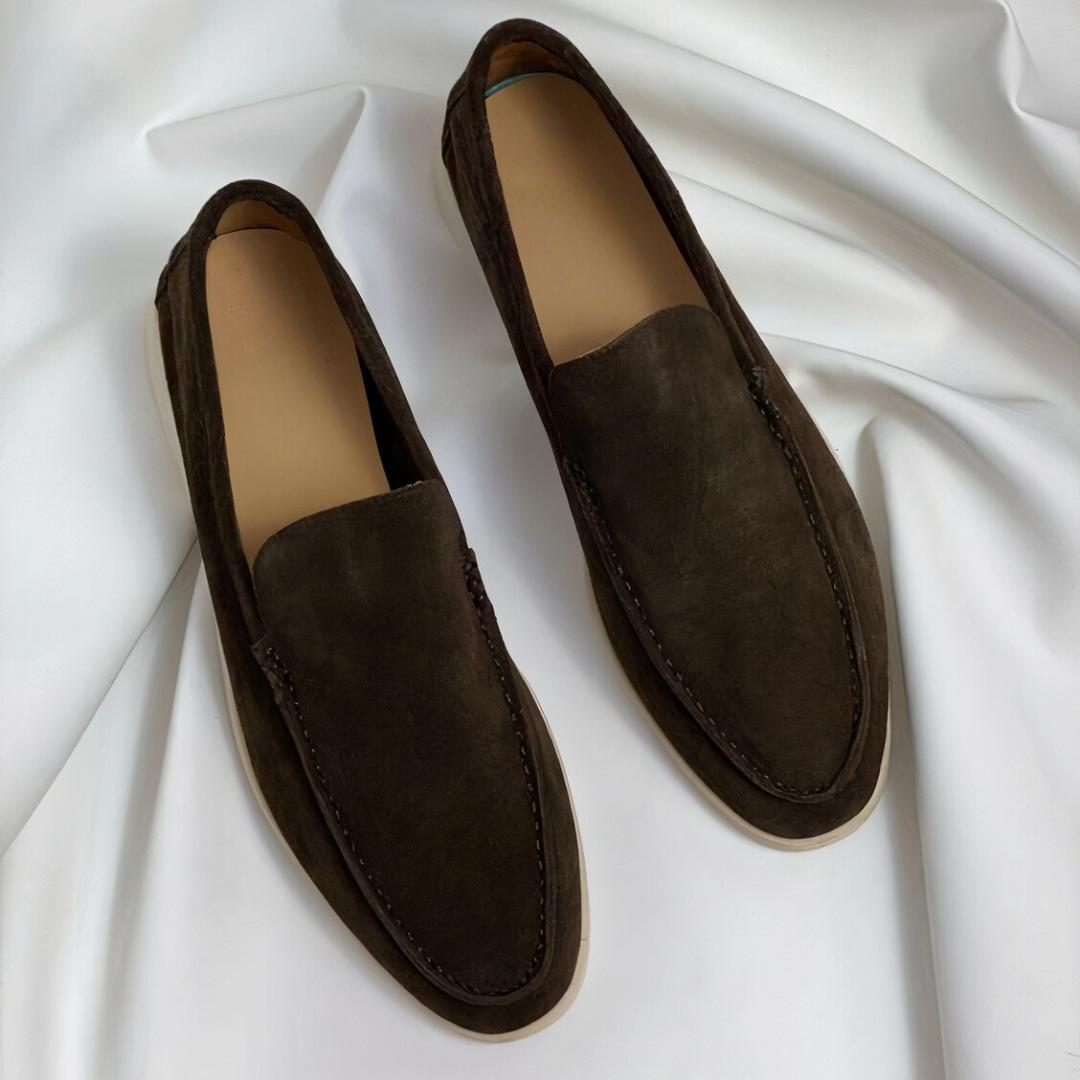 Suède Instappers Heren Leer Platte Loafers Zakelijk Comfortabel Slip-On Schoenen Ronde Neus Casual Stijl | Sansoti