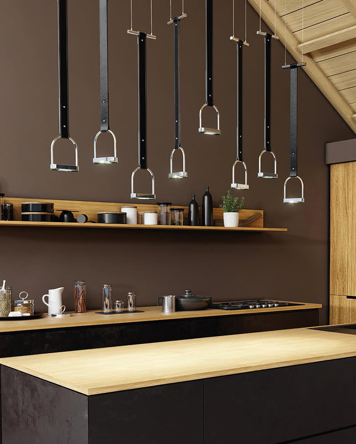 Hanglampen met Leren Riemen Industrieel Design Rustiek Metaal Nikkel voor Eetkamer Keukeneiland | Sansoti