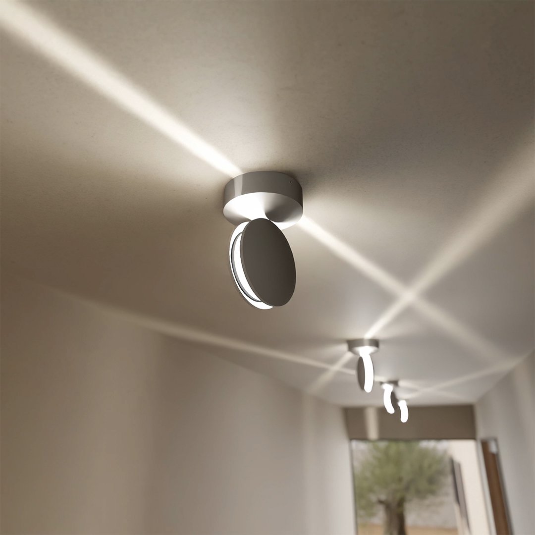 360° drehbare quadratische LED-Wandleuchte mit Lichteffekt, warmweiß, aus mattem Aluminium, modernes Design, Wandbeleuchtung | Sansoti
