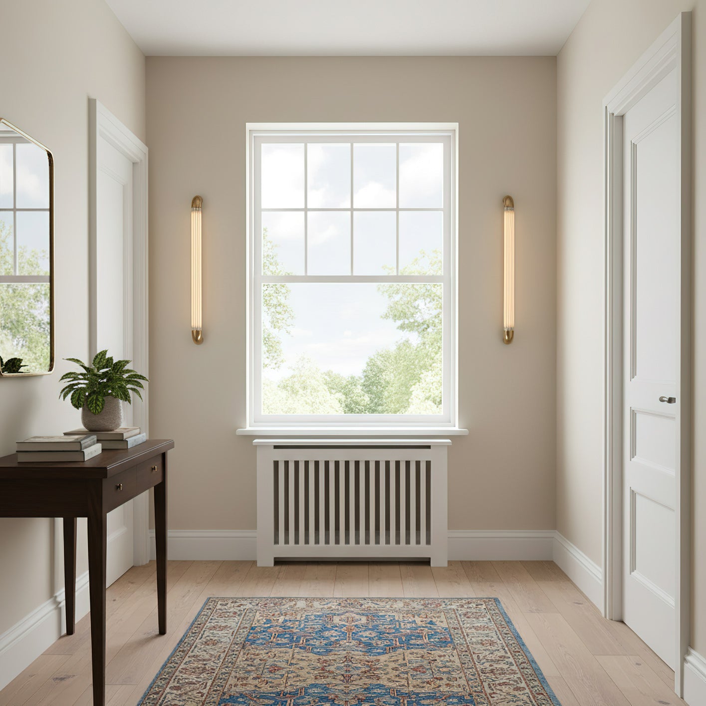 Wandlamp met Geribbelde Glazen Buis en Gebogen Roestvrijstalen Accenten | Moderne Verlichting met Geïntegreerde LED | Sansoti
