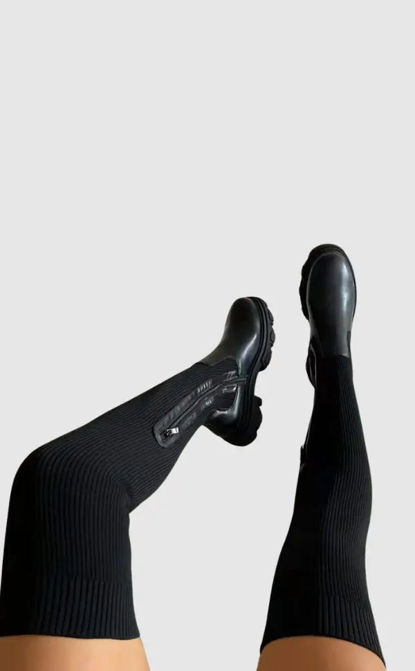 Geribbelde Gebreide Knielaarzen – Stretchy Design voor Comfortabele Pasvorm | Sansoti