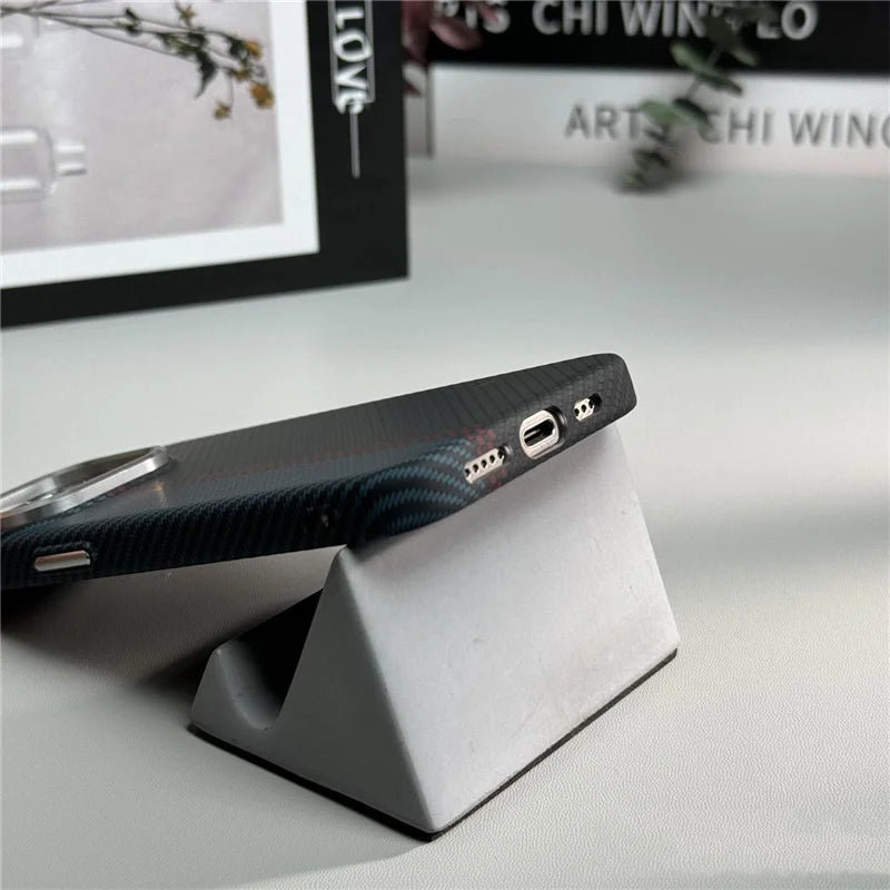 Carbon Fiber Texture Phone Case for iPhone 12 to 17 Shock-Resistant Matte Design Protective Case | Sansoti