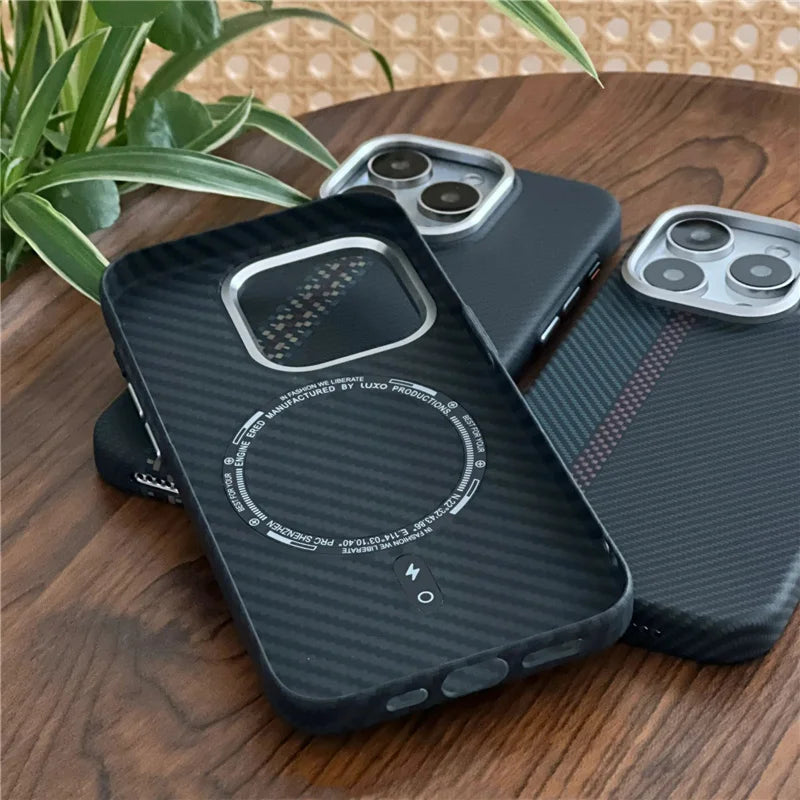 Carbon Fiber Texture Phone Case for iPhone 12 to 17 Shock-Resistant Matte Design Protective Case | Sansoti