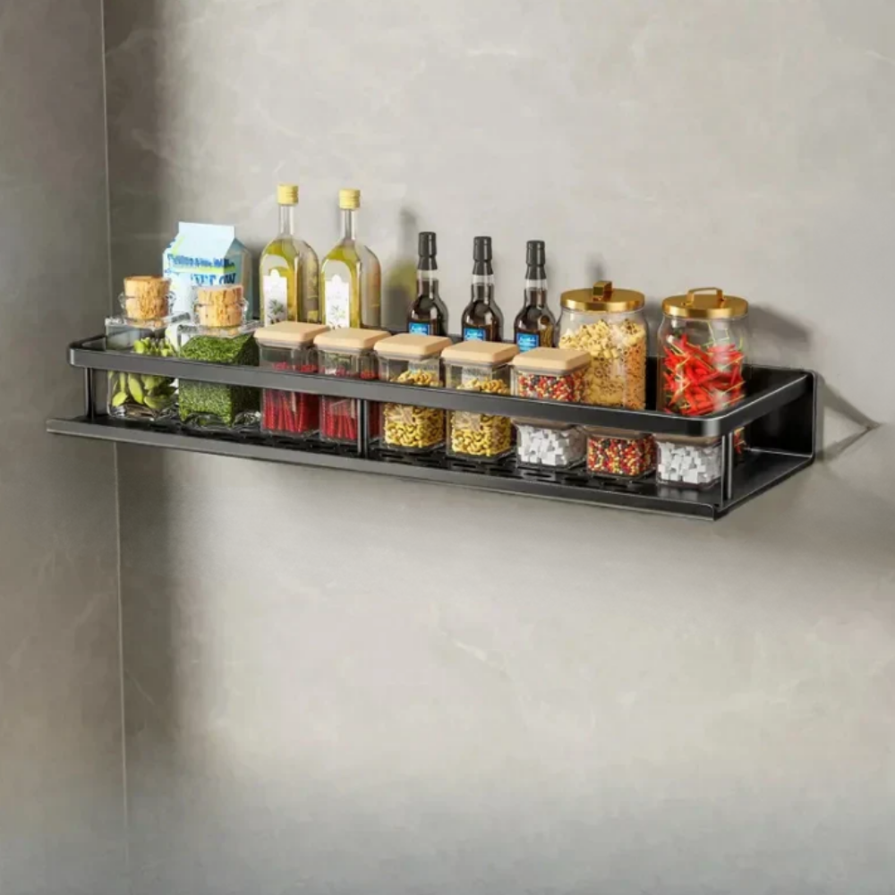 Étagère murale cuisine métal avec porte-serviettes 30-50cm organisateur mural | Restfield