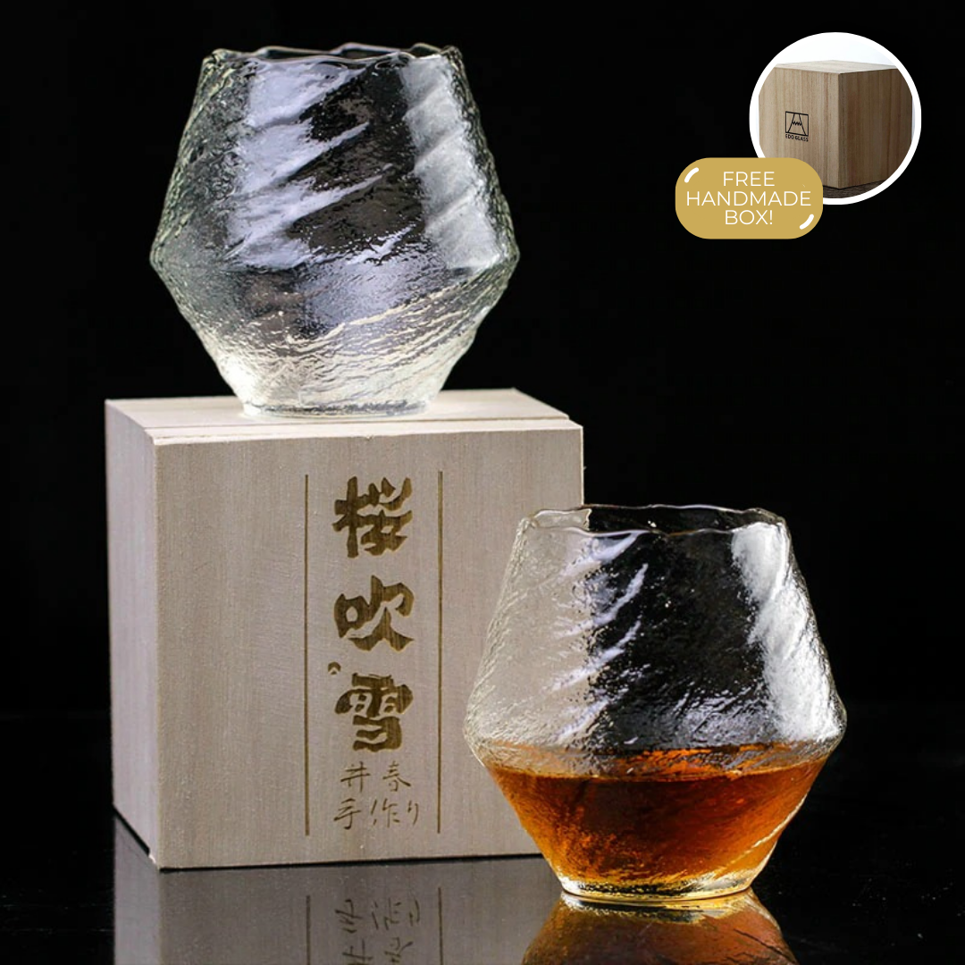 Handgemaakt Japans Whiskyglas 380ml Hittebestendig Kristal Ambachtelijk Design Cometinspiratie Houten Geschenkdoos Premium Drinkglas Traditionele Techniek Collectorsitem | Sansoti