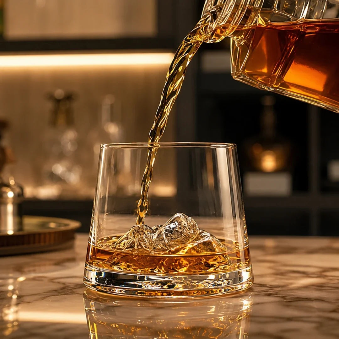 Whiskyglas met Bergvormige Bodem Kristalhelder Glas 220ml voor Whisky Bourbon Scotch Spiritusliefhebbers | Sansoti