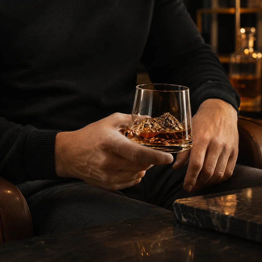 Whiskyglas met Bergvormige Bodem Kristalhelder Glas 220ml voor Whisky Bourbon Scotch Spiritusliefhebbers | Sansoti