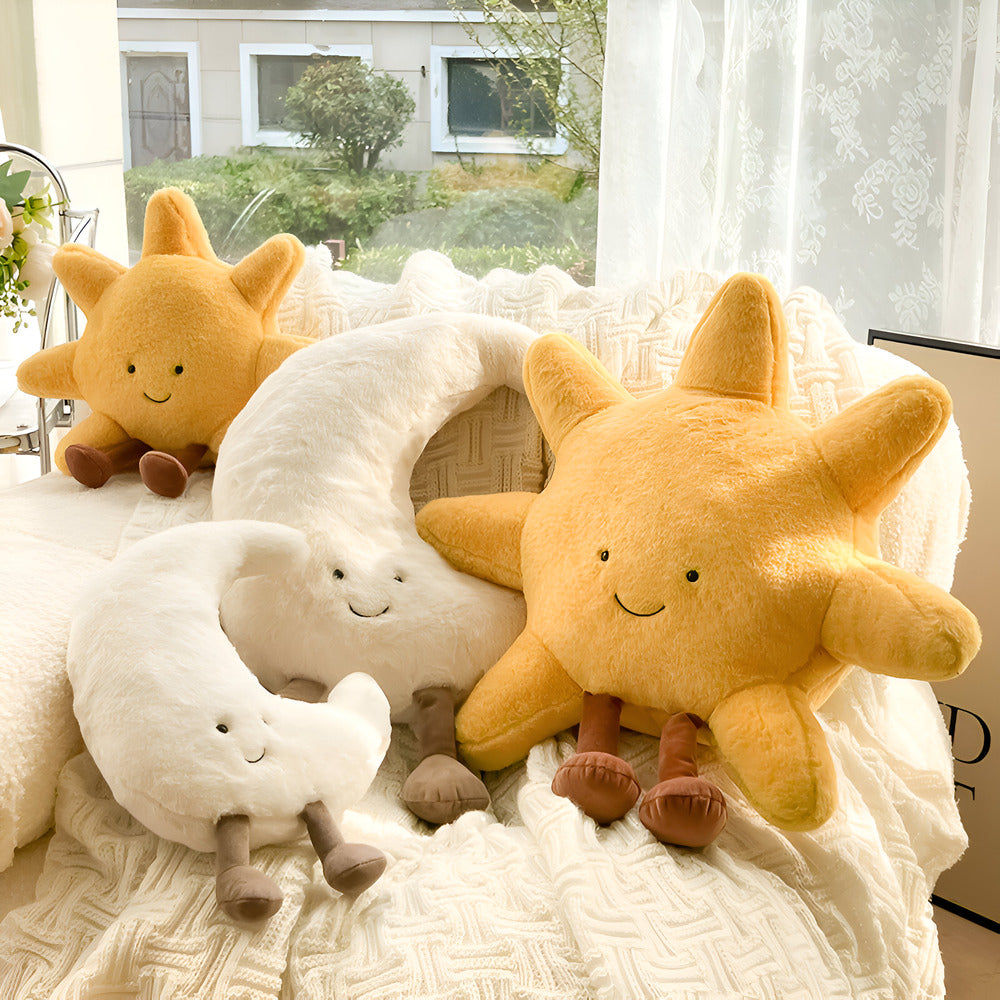 Coussin décoratif soleil lune en peluche décoration chambre d'enfant 28-48cm | Restfield