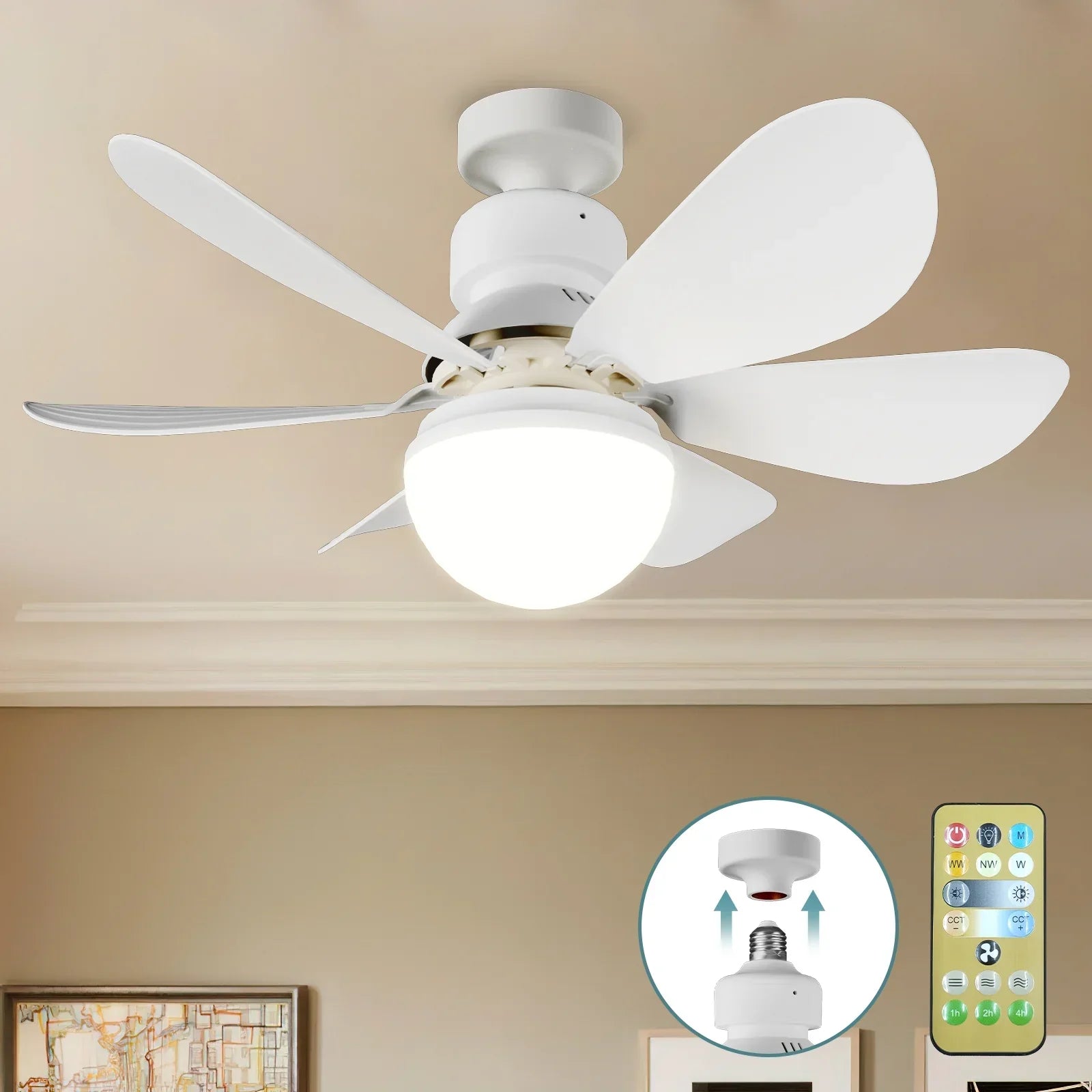 Plafondventilator met Verlichting – Verstelbare Windsnelheid & LED – 3 Snelheden – Afstandsbediening – Geruisloze Motor – Modern Design | Sansoti
