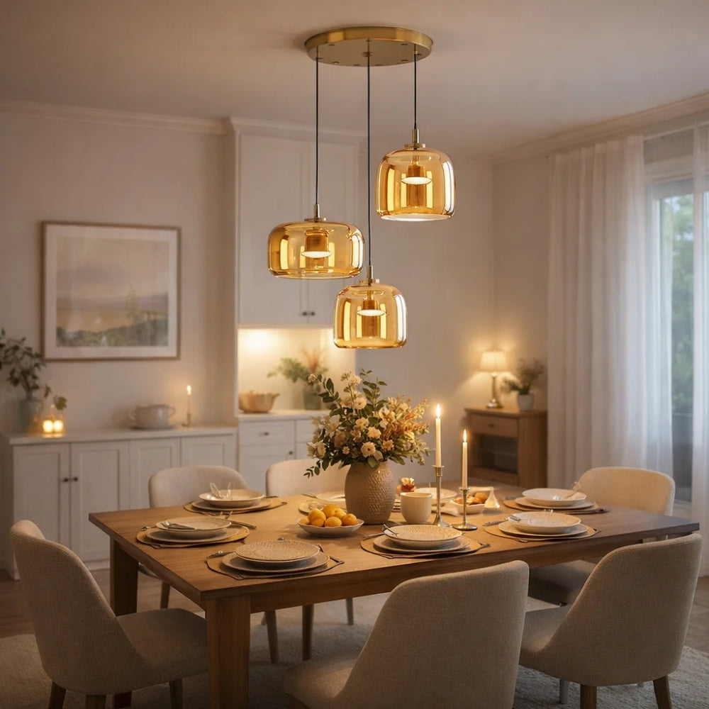 Suspension Verre Ombre Métal LED 33cm Design moderne | Restfield