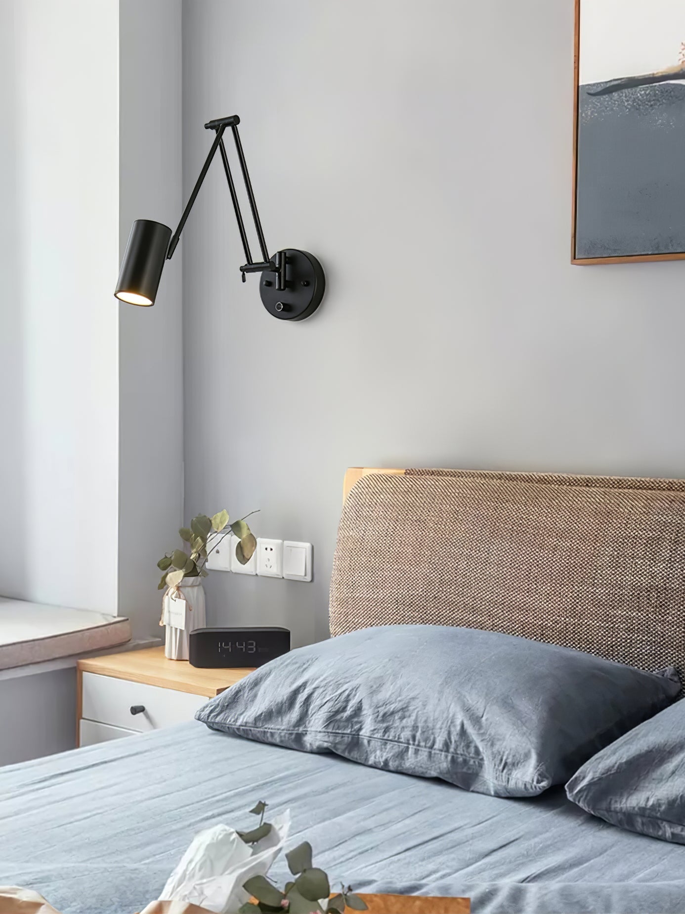 Verstelbare Wandlamp Zwenkarm Industrieel IJzer Modern Design E26/E27 Fitting Muurbediening Leeslamp Slaapkamer | Sansoti