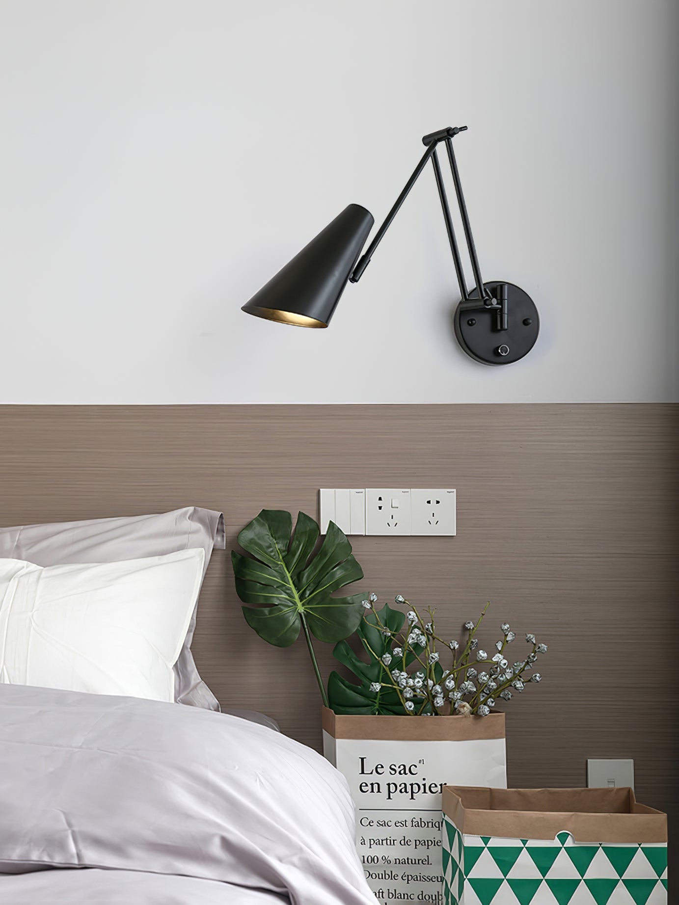 Verstelbare Wandlamp Zwenkarm Industrieel IJzer Modern Design E26/E27 Fitting Muurbediening Leeslamp Slaapkamer | Sansoti