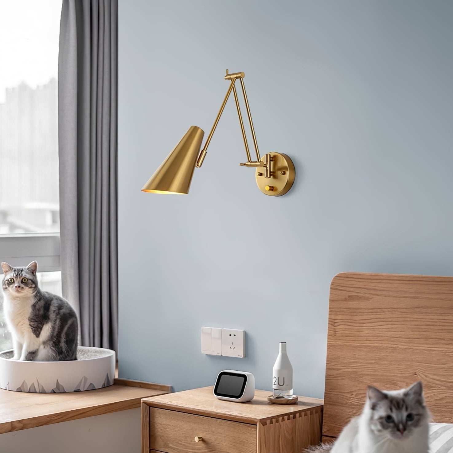 Verstelbare Wandlamp Zwenkarm Industrieel IJzer Modern Design E26/E27 Fitting Muurbediening Leeslamp Slaapkamer | Sansoti