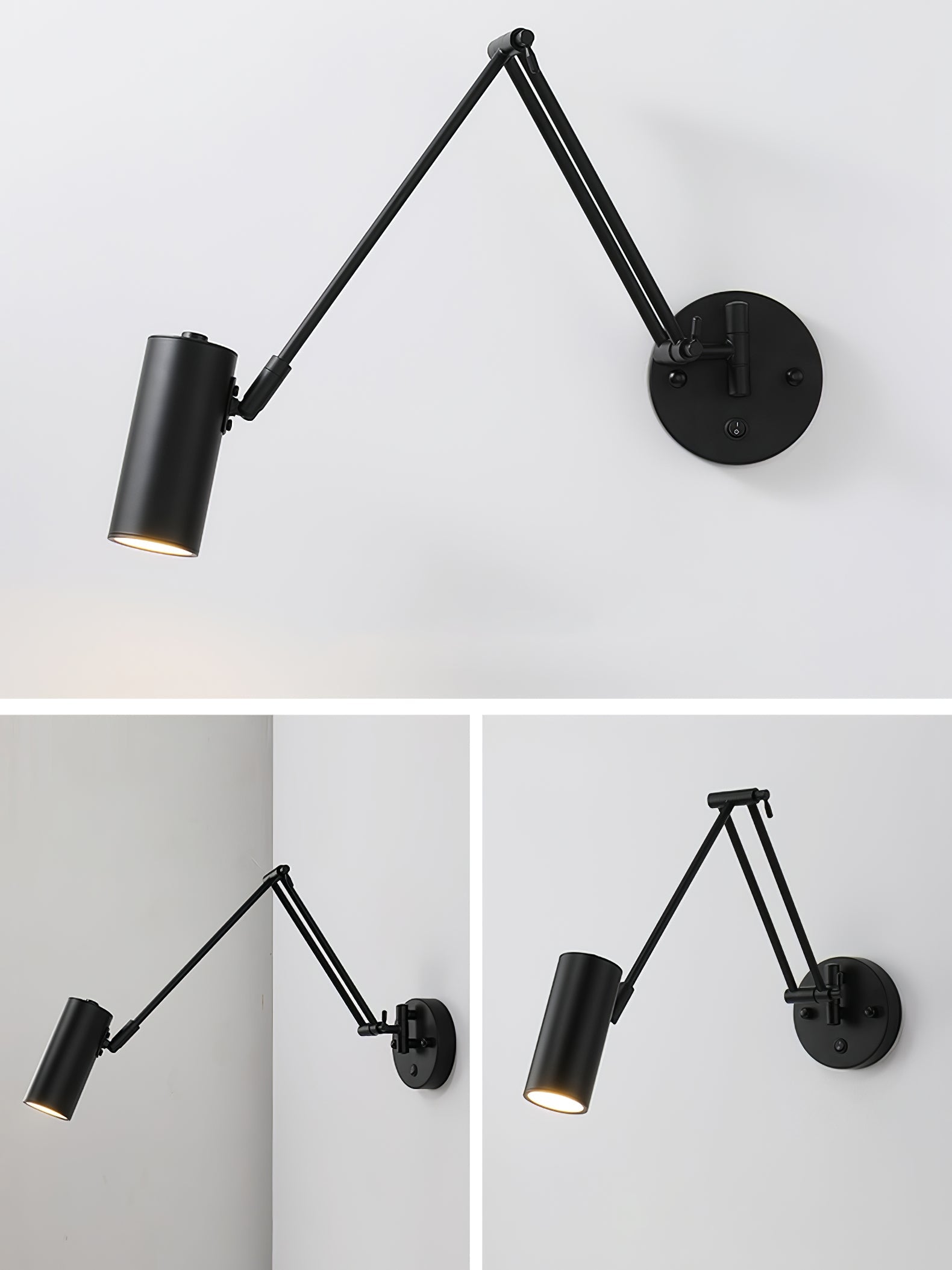 Verstelbare Wandlamp Zwenkarm Industrieel IJzer Modern Design E26/E27 Fitting Muurbediening Leeslamp Slaapkamer | Sansoti