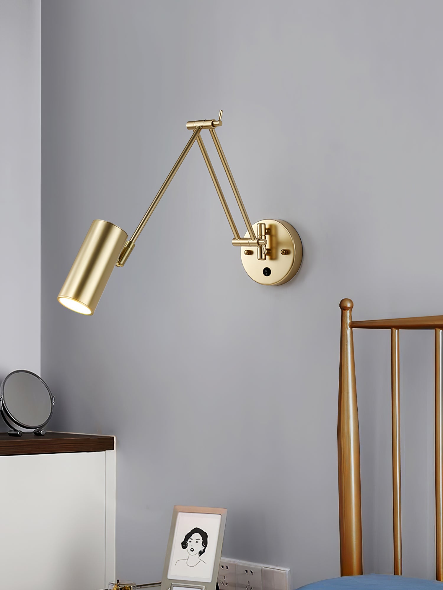 Verstelbare Wandlamp Zwenkarm Industrieel IJzer Modern Design E26/E27 Fitting Muurbediening Leeslamp Slaapkamer | Sansoti