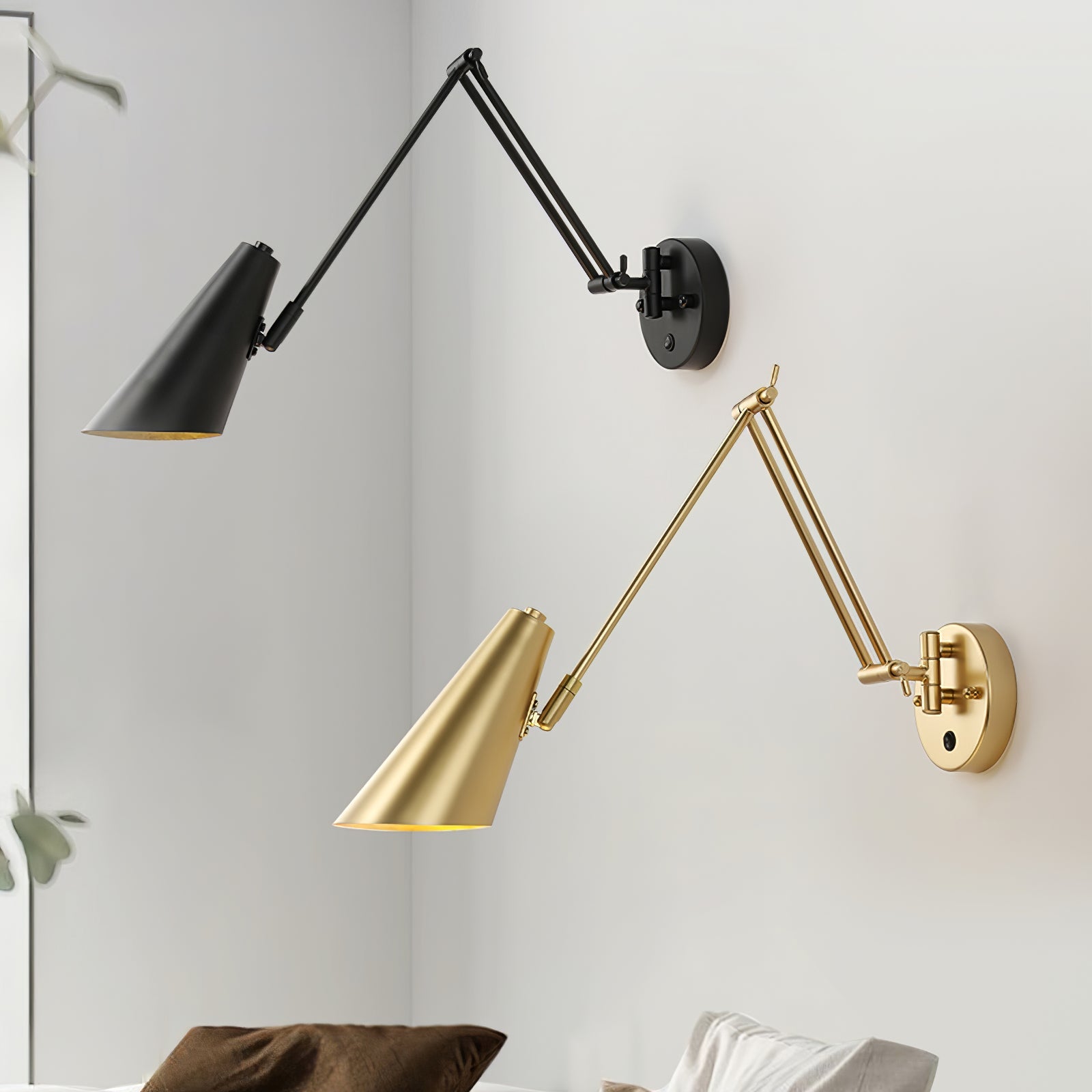 Verstelbare Wandlamp Zwenkarm Industrieel IJzer Modern Design E26/E27 Fitting Muurbediening Leeslamp Slaapkamer | Sansoti