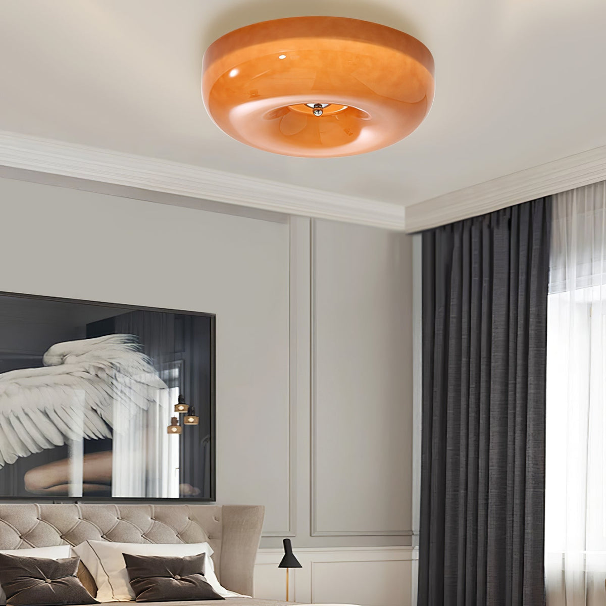 Deckenleuchte aus Glas mit schwebendem Spiralmuster, 3 Größen, integrierte LED, Chromoberfläche, warmweiß, Wohnzimmer | Sansoti