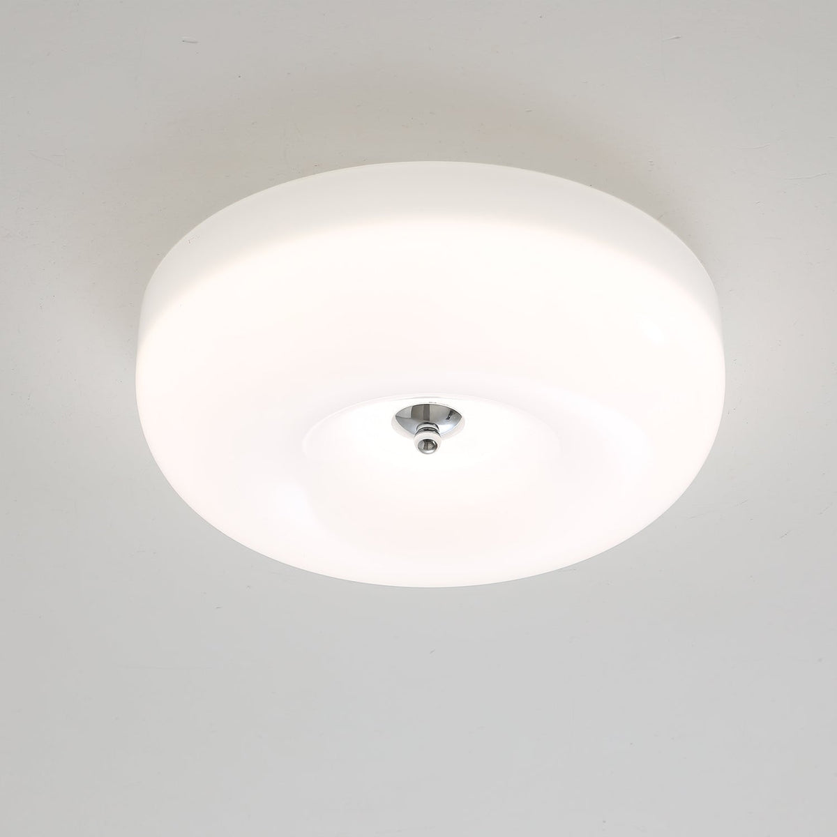 Deckenleuchte aus Glas mit schwebendem Spiralmuster, 3 Größen, integrierte LED, Chromoberfläche, warmweiß, Wohnzimmer | Sansoti