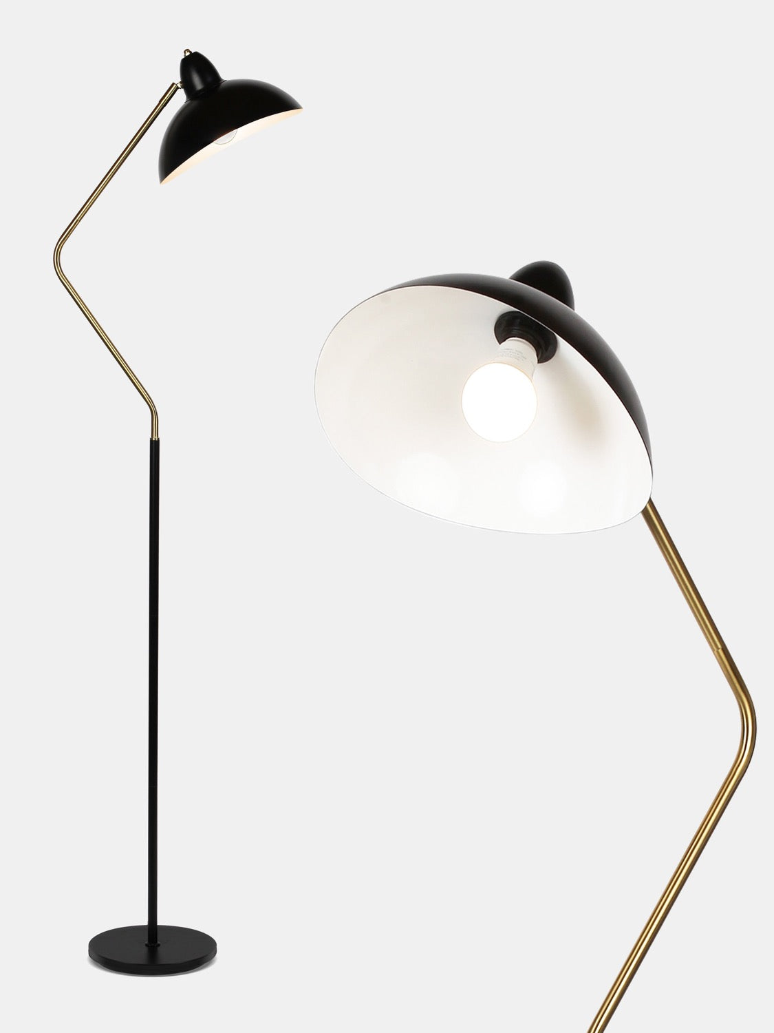 Lampadaire design asymétrique LED noir or 173cm lampe sur pied salon moderne