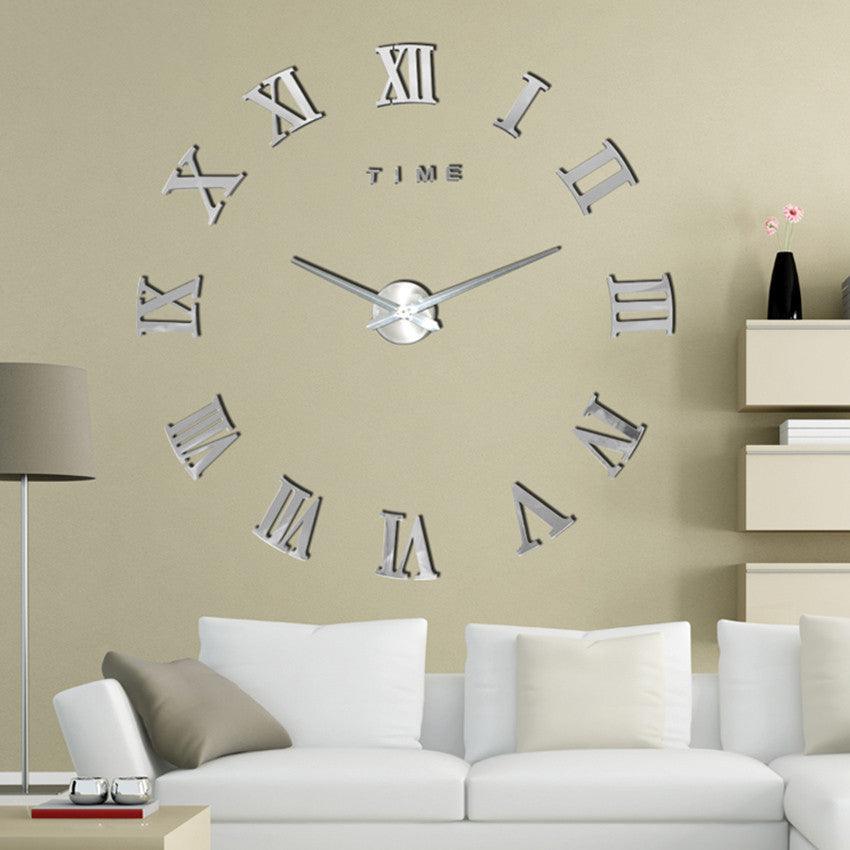 Wandklok Romeinse Cijfers Spiegelafwerking Geometrisch Ontwerp 50-120cm | Sansoti