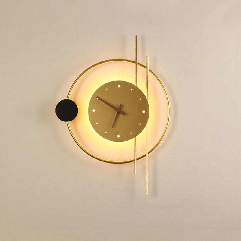 Wanduhr mit Beleuchtung Groß 57x41,5cm Gold Schwarz Modern Design | Restfield