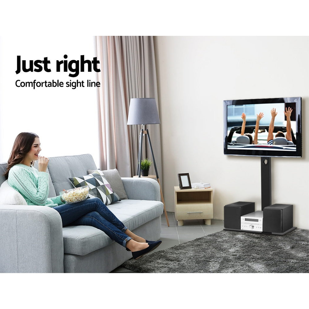 Support TV sur Pied Réglable avec Rotation et Plateau en Verre – Compatible Téléviseurs de 32 à 70 Pouces | Restfield