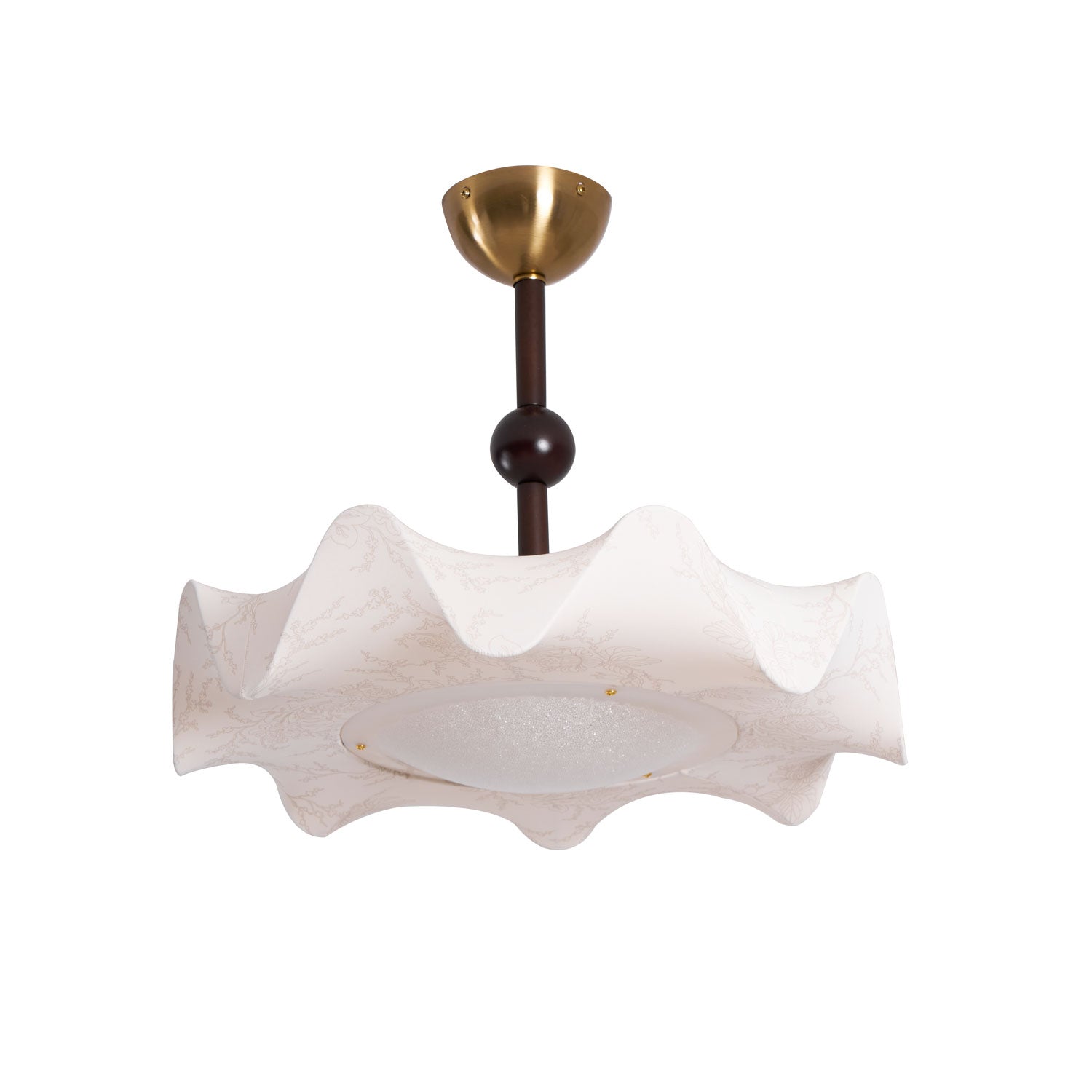 Plafondlamp met Bloemblaadjesontwerp – Walnoot & Goud – Geïntegreerde LED – Ø50cm × H44cm | Sansoti