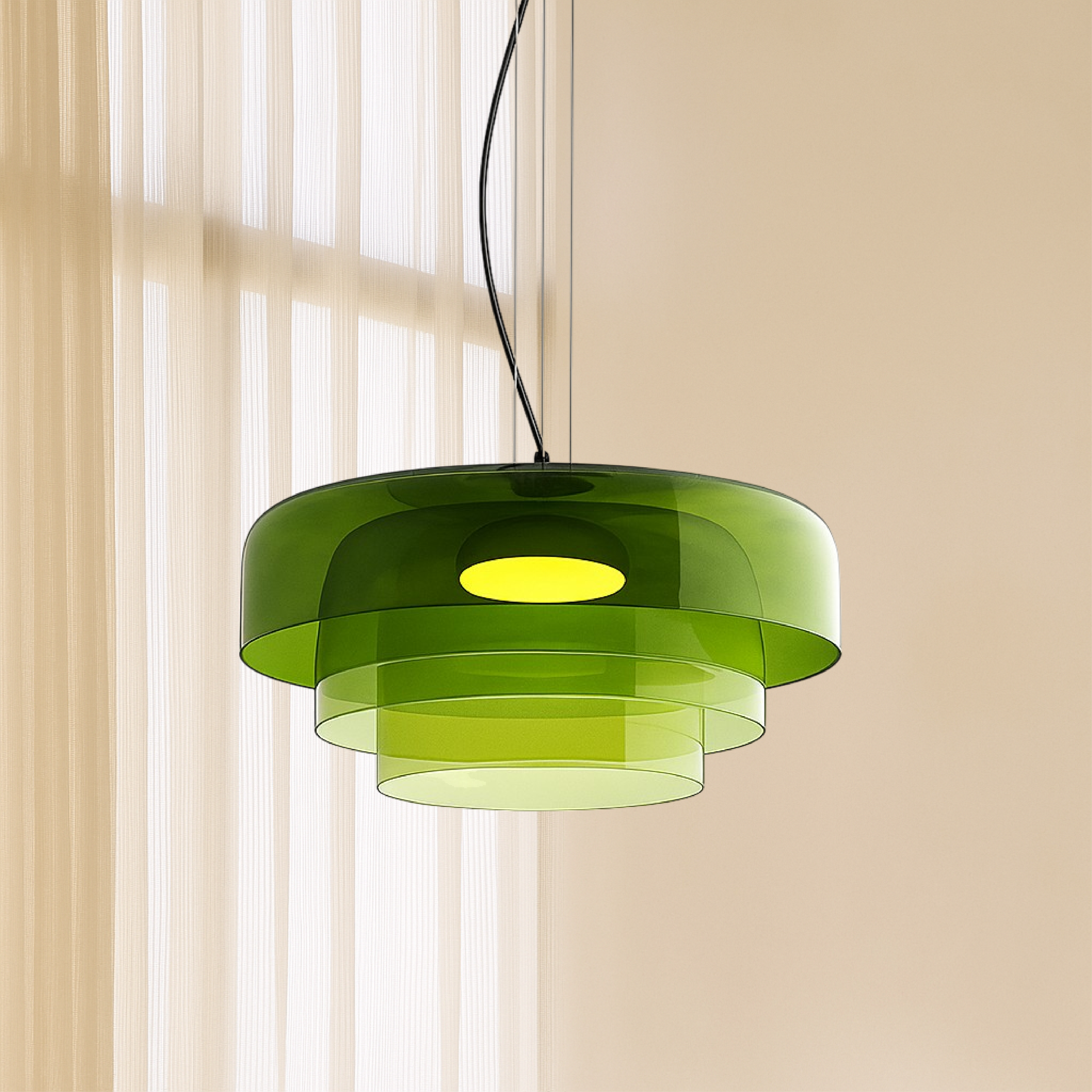 Glas-Hängeleuchte Ø42 cm Geschichtetes Glas Grün Esstisch Küche Modernes Design Stimmungslicht | Restfield