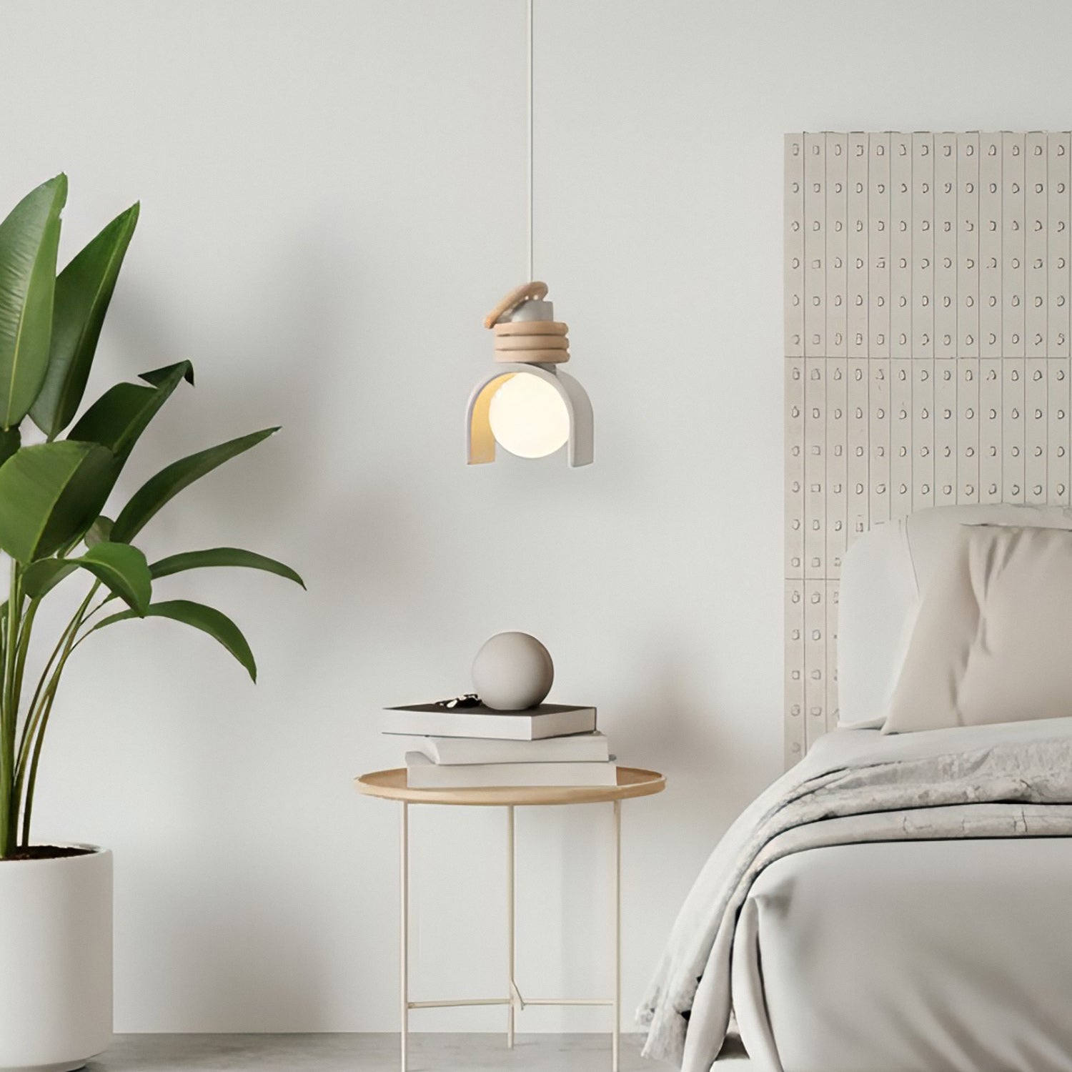 Hanglamp met Kunsthars Kap Crème & Oranje Modern Design Eetkamer Woonkamer Verlichting Scandinavisch Stijlvol | Sansoti